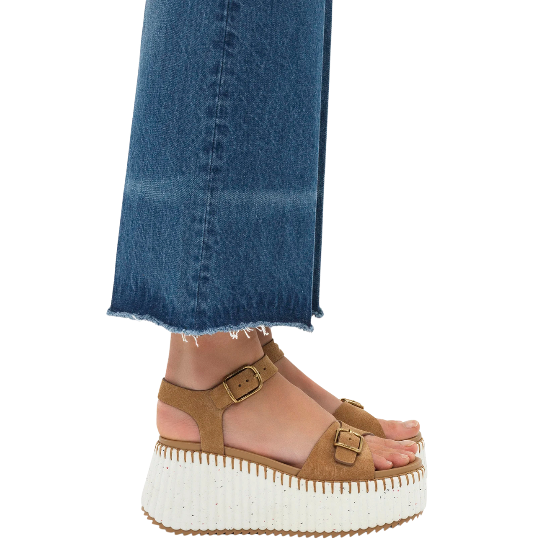 Brown Nama Suede Platform Sandals for Women - Comfortable Summer Slide Shoes with Cushioned Footbed | Perfect for Beach, Vacation & Casual Outfits