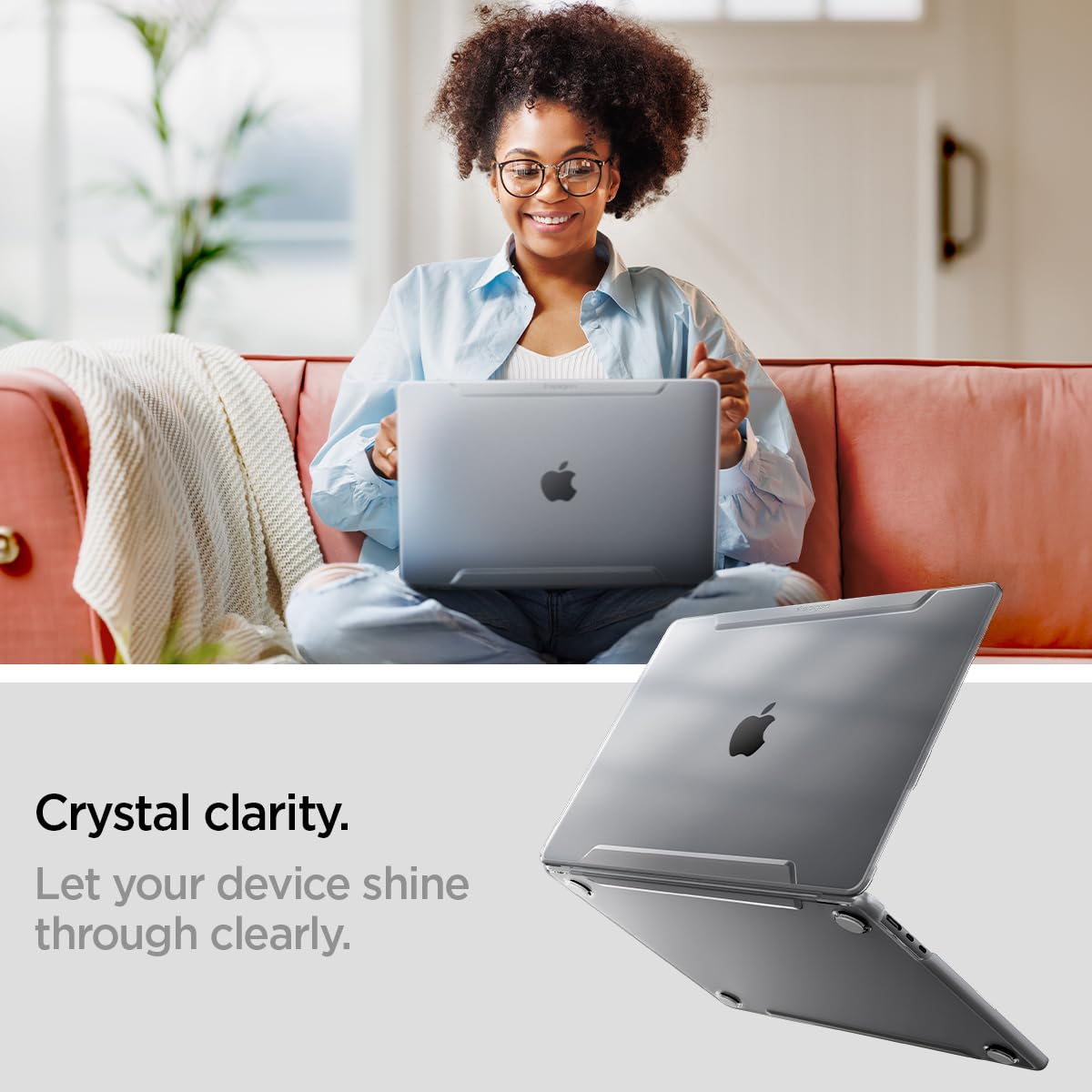 Spigen Thin Fit Transparent Hard Shell Case for MacBook Air 15 inch (M4 2025, M3/M2 2024-2022 Models) - Crystal Clear Protective Cover for A3114 & A2941 - Perfect for Office, Travel and Everyday Use