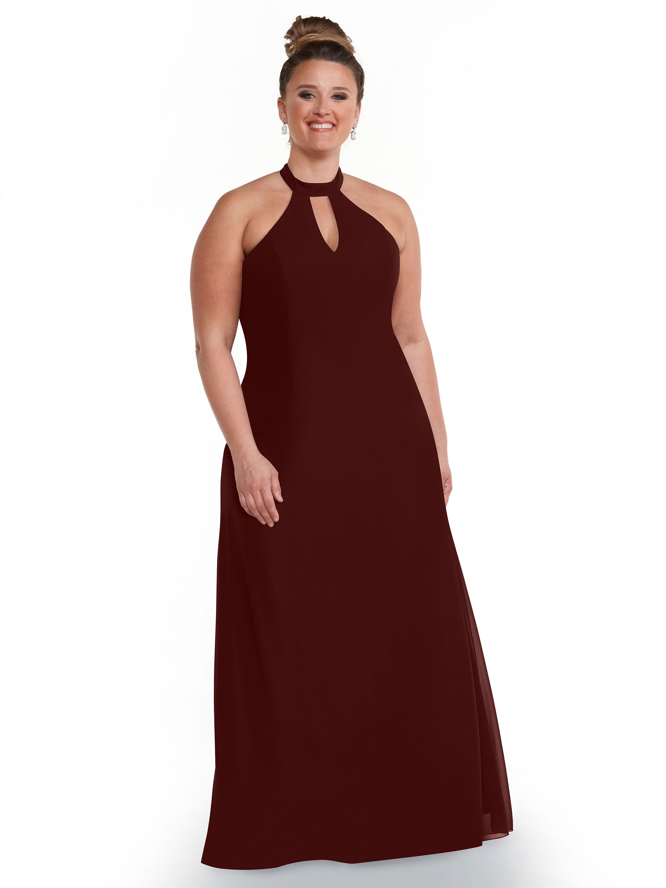 Elegant 80138 Chiffon A-Line Bridesmaid Dress with Keyhole Halter Neckline - Perfect for Weddings, Formal Events & Special Occasions
