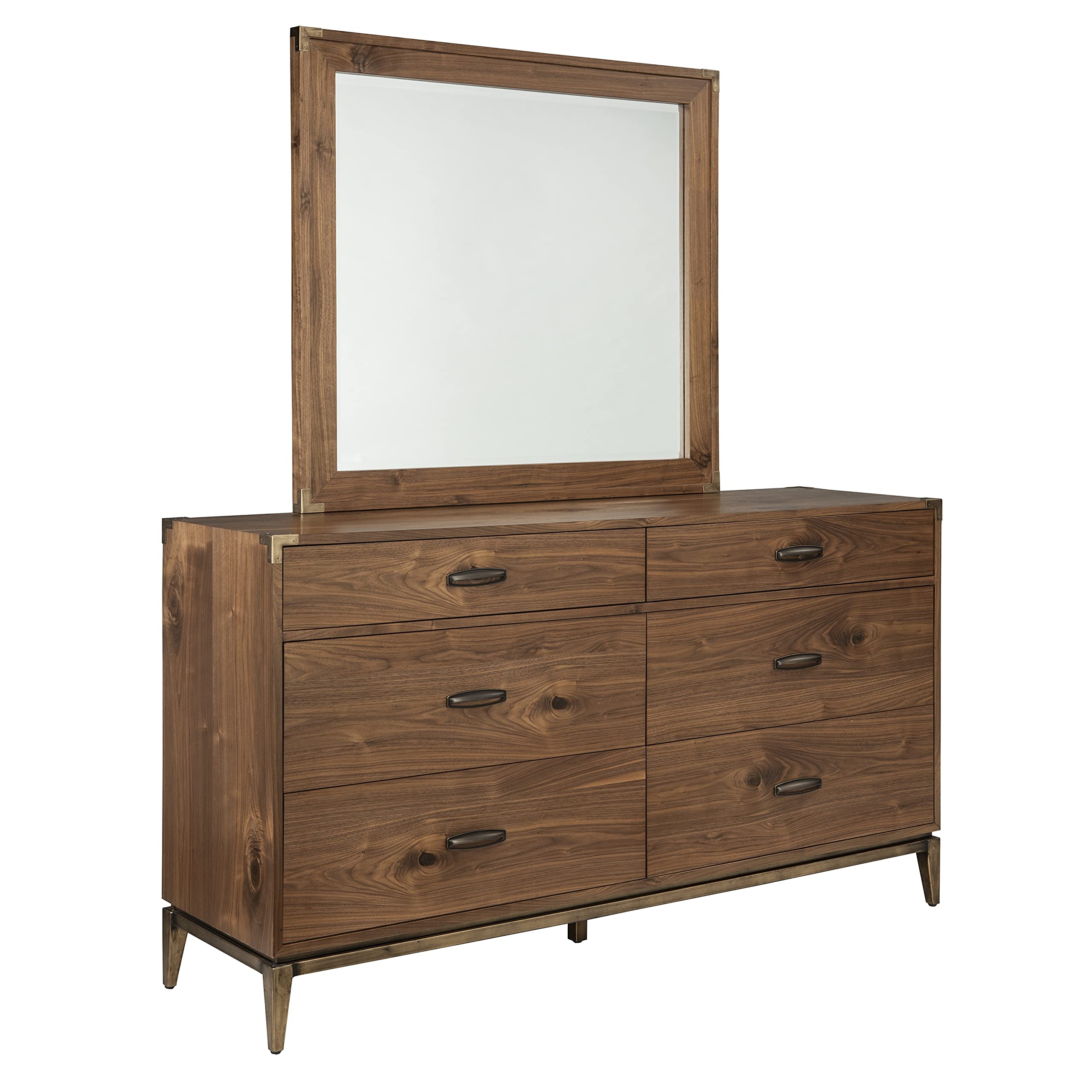 Modus Furniture Adler Mirror in Natural Walnut - Elegant Wall Mirror for Living Room, Bedroom & Entryway Decor