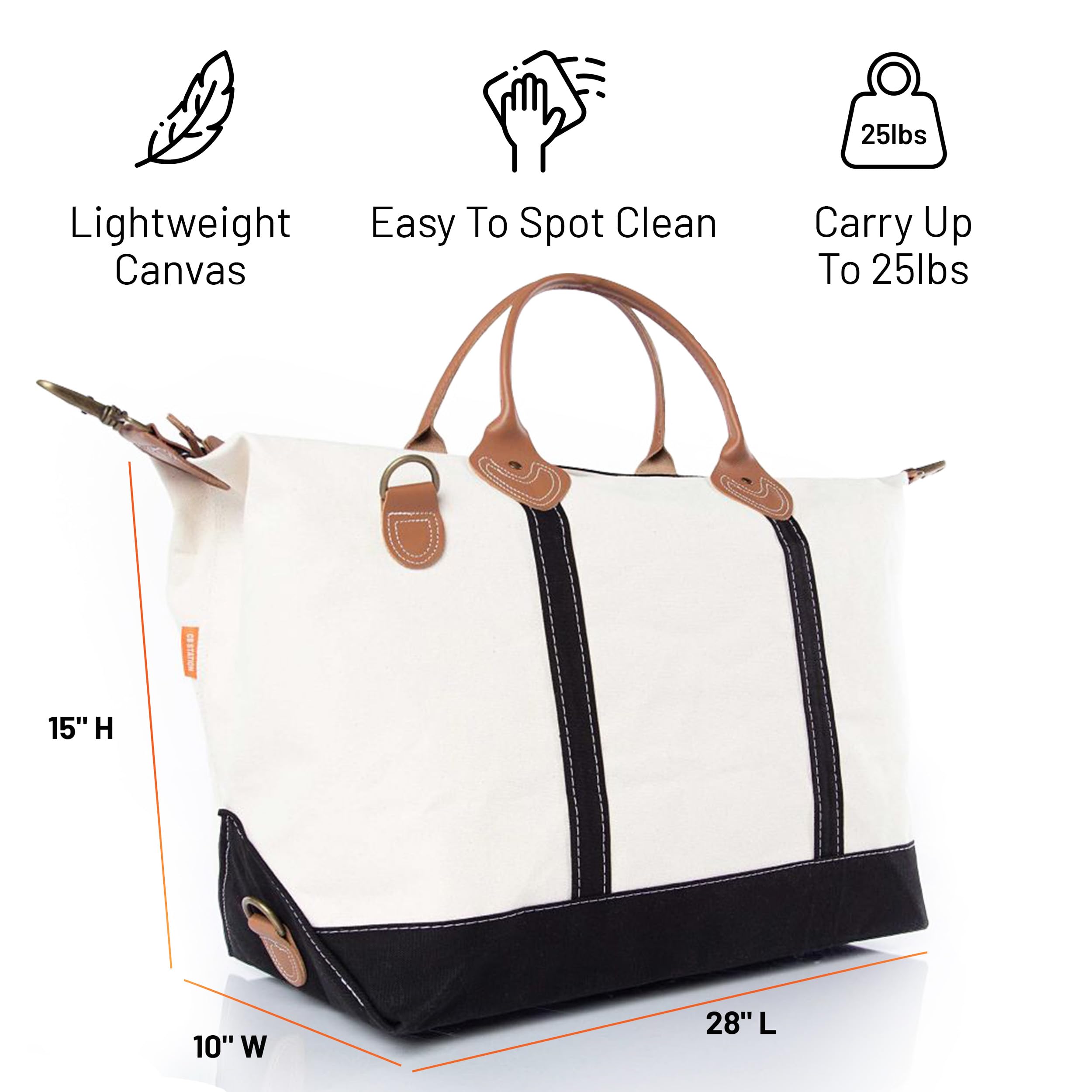 18 oz Canvas Weekender Bag for Women - Durable Duffel Travel Bag with Spacious Interior - Perfect Carry-On for Overnight Trips, Gym, Beach & Weekend Getaways