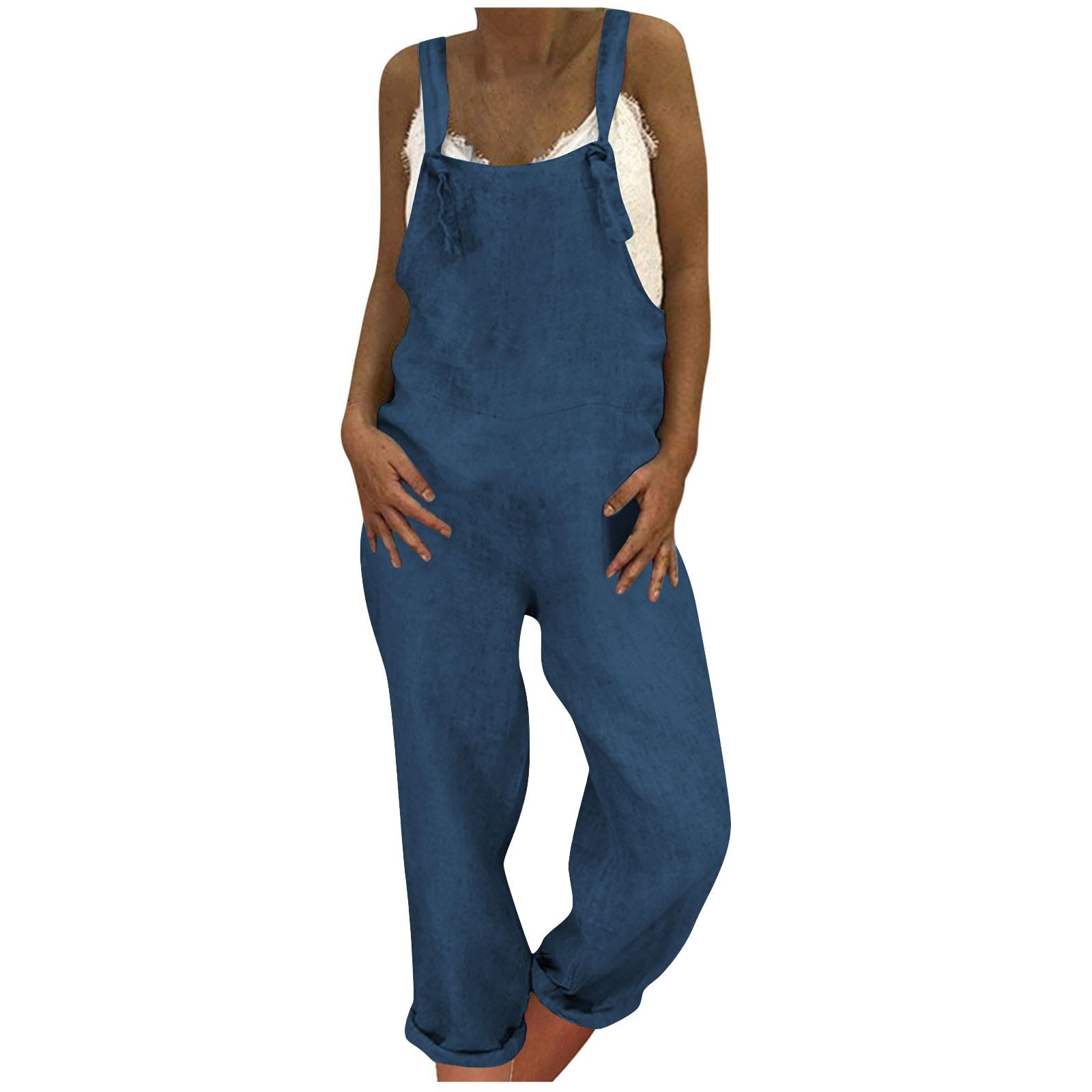 Women's Sleeveless Jumpsuit - Casual Loose Romper with Pockets | Summer Outfits & Travel Wear
