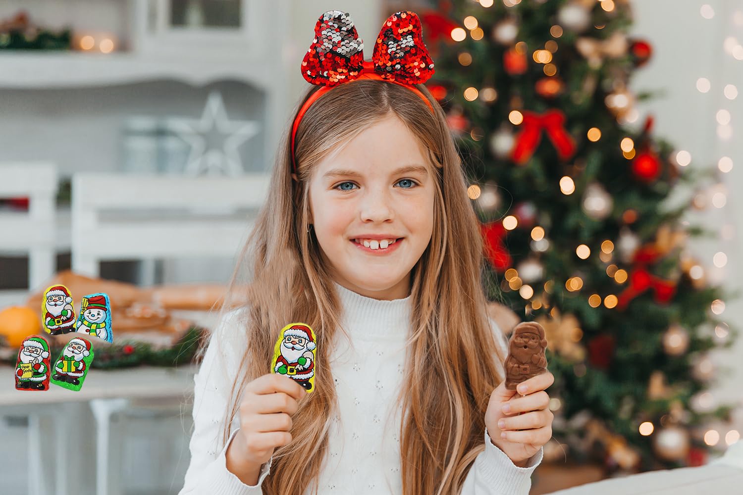 Fruidles Christmas Santa Helpers Milk Chocolate - Individually Wrapped Foil Candies, Resealable Party Bag (8oz) - Perfect for Stocking Stuffers, Holiday Treat Bags & Christmas Party Favors