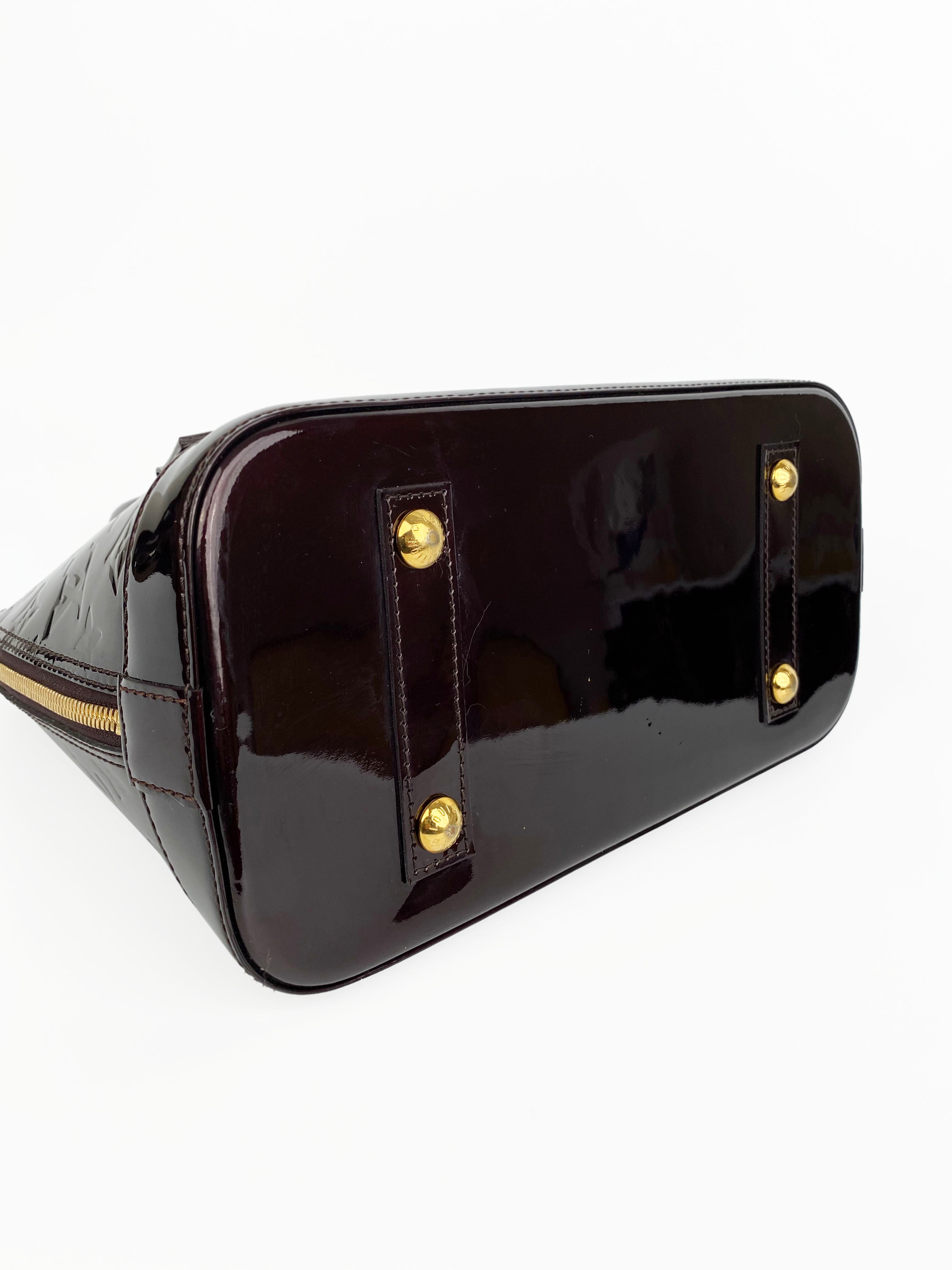Authentic Louis Vuitton Amarante Alma PM Handbag - Monogram Vernis Leather Crossbody Purse for Women | Perfect for Work, Travel & Evening Events