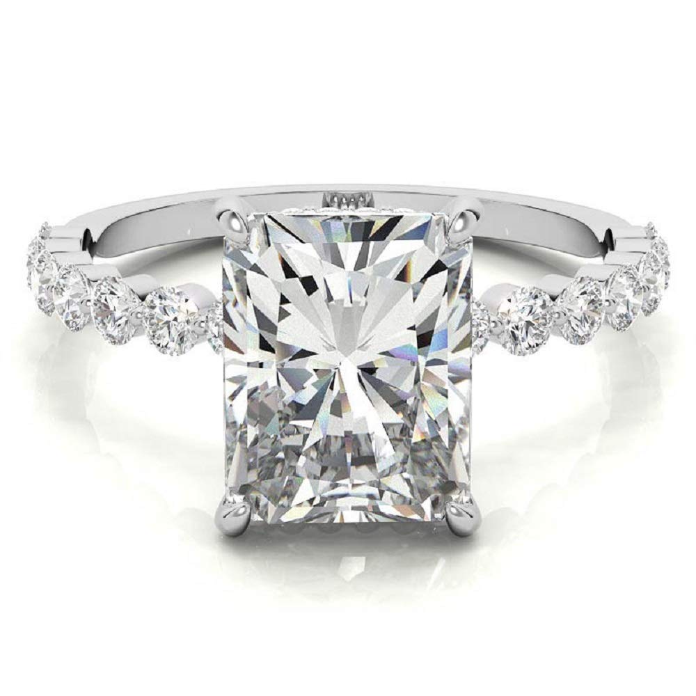 4 CT Emerald Cut Moissanite Engagement Ring - Vintage Wedding Eternity Band with 4-Prong Solitaire Setting in Sterling Silver - Anniversary Promise Ring Gift for Women - Perfect for Proposals, Weddings & Special Occasions