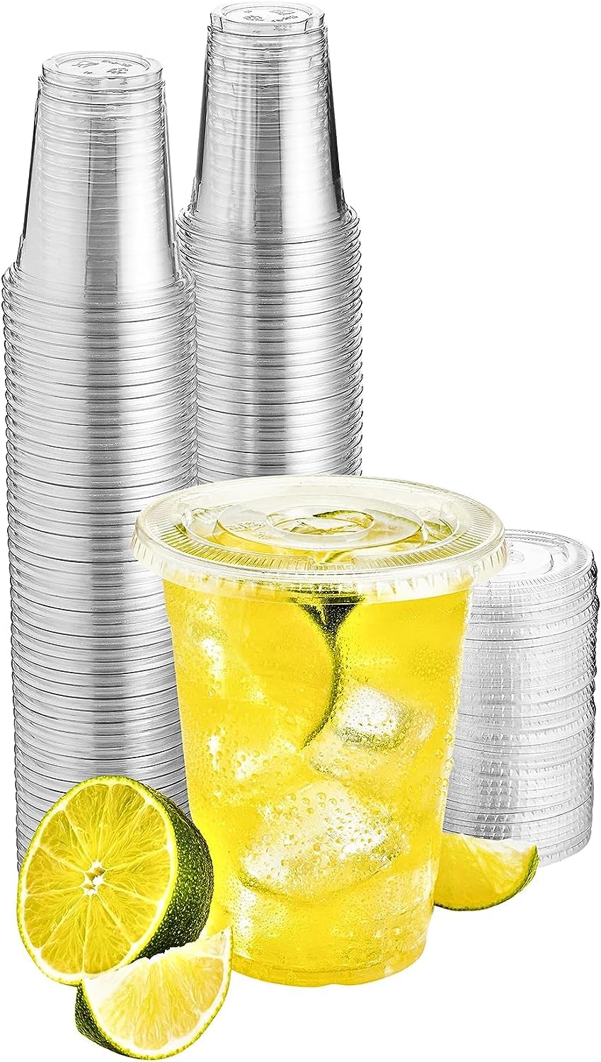 Green Direct 12 oz. Clear Plastic Disposable Cups with Lids - 50 Sets for Iced Coffee, Bubble Tea, Smoothies & Cold Drinks | Perfect for Parties, Cafes & Takeout
