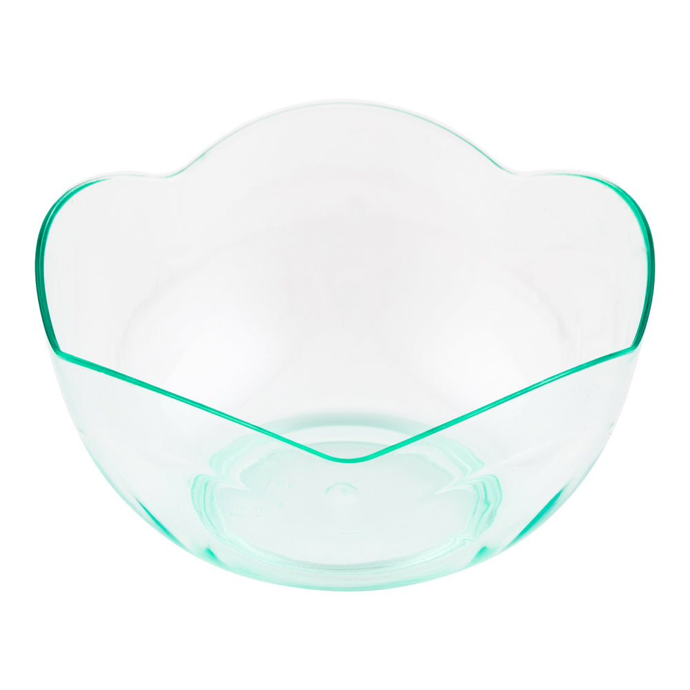 100 Pack 2 oz Round Seagreen Plastic Le Fleur Cups with 100 Silver Mini Forks - Perfect for Party Favors, Wedding Decor, Baby Showers & Dessert Displays