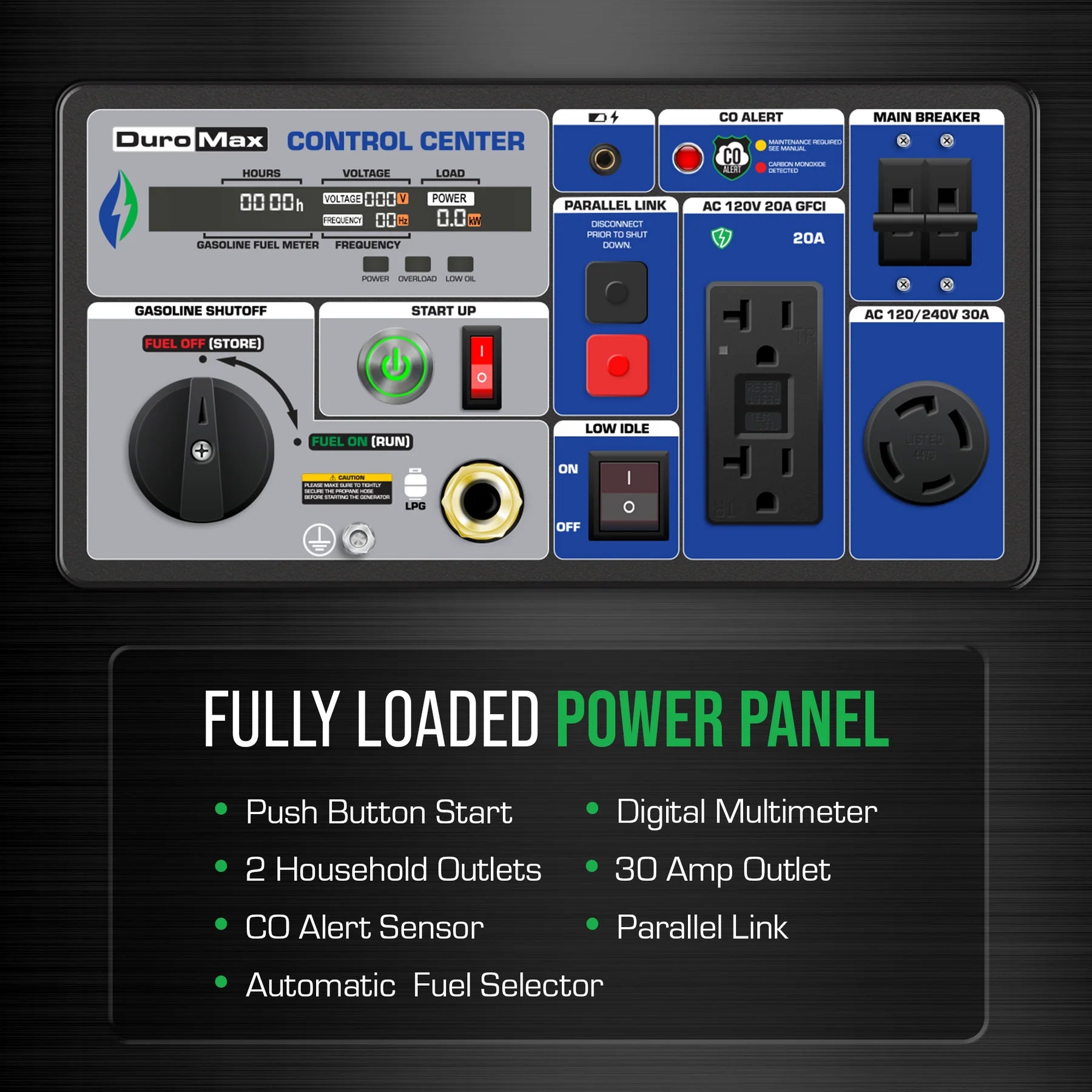 DuroMax XP7000iH 5500W/7000W Dual Fuel Portable Generator - Gas & Propane Powered with Remote Start, Inverter Technology & CO Alert - Perfect for Home Backup Power, Camping & Outdoor Activities
