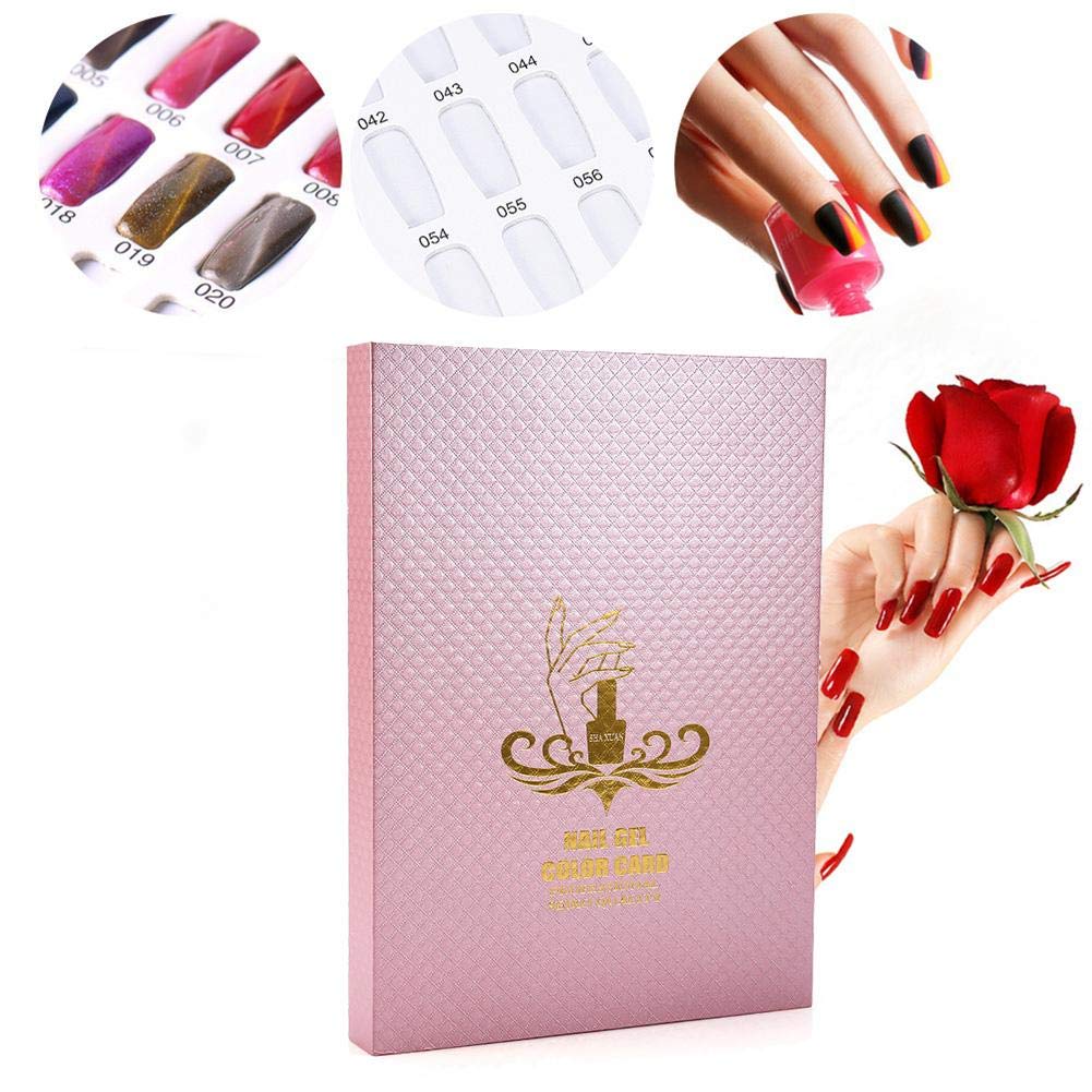 216 Colors Nail Polish Display Book - Professional Salon Nail Art Color Chart with Nail Tips (Pink) for Manicure, Pedicure & Nail Art Design - Perfect for Nail Technicians & DIY Enthusiasts