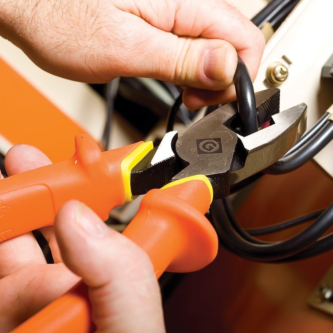 Greenlee 0151-09-INS 9-Inch Insulated Side-Cutting Pliers - Orange Handle, VDE Certified for Electrical Work - Perfect for Electricians, DIY Projects & Home Repairs