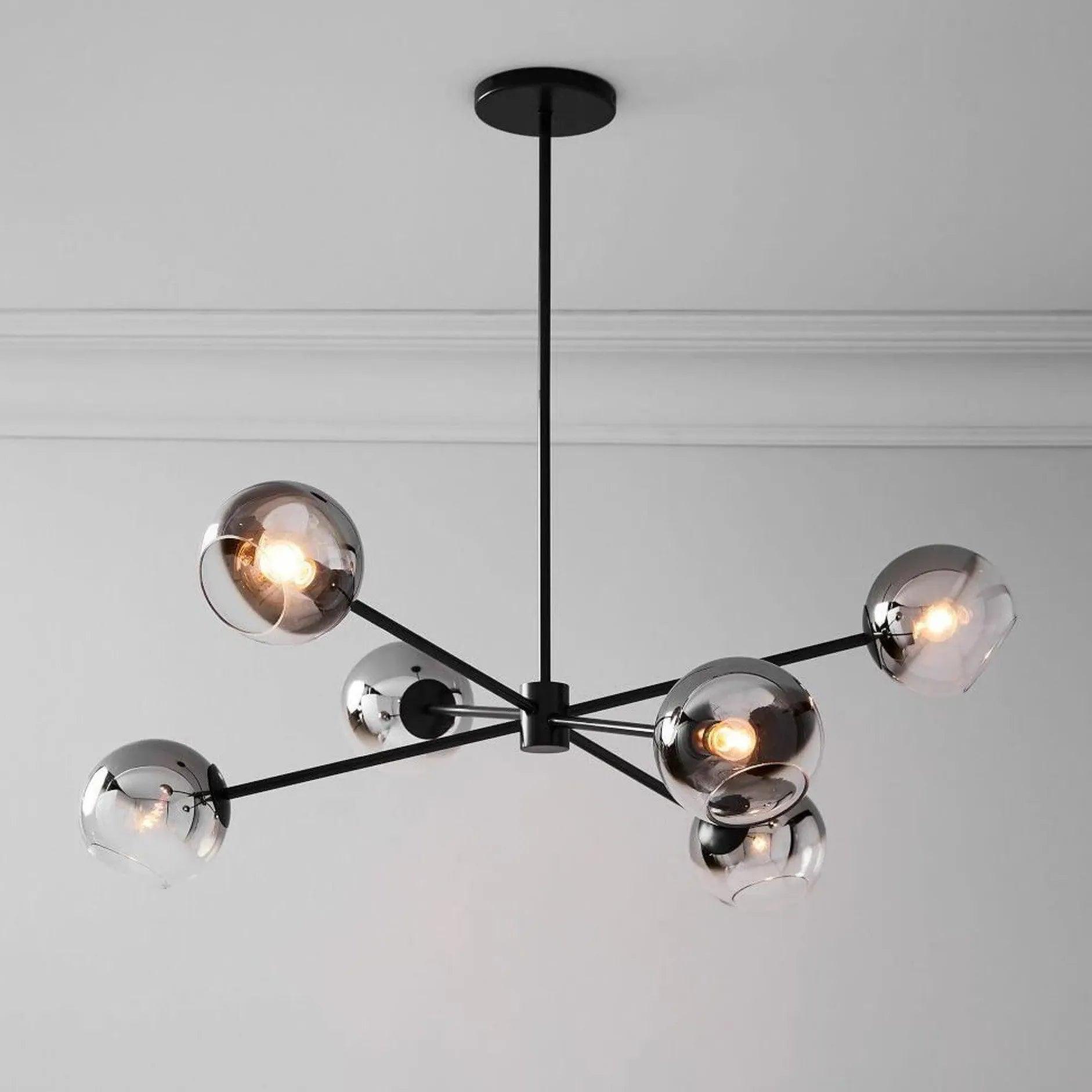 Elegant Transparent Glass Sphere Chandelier - Modern Ceiling Light Fixture for Dining Room, Living Room & Bedroom Decor