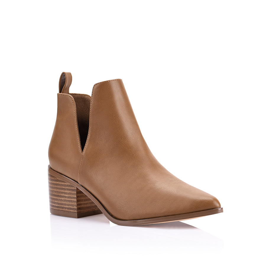 Fierce Cut Out Ankle Boots for Women - Soft Tan Leather - Stylish & Comfortable Shoes for Casual Outings, Parties & Night Out