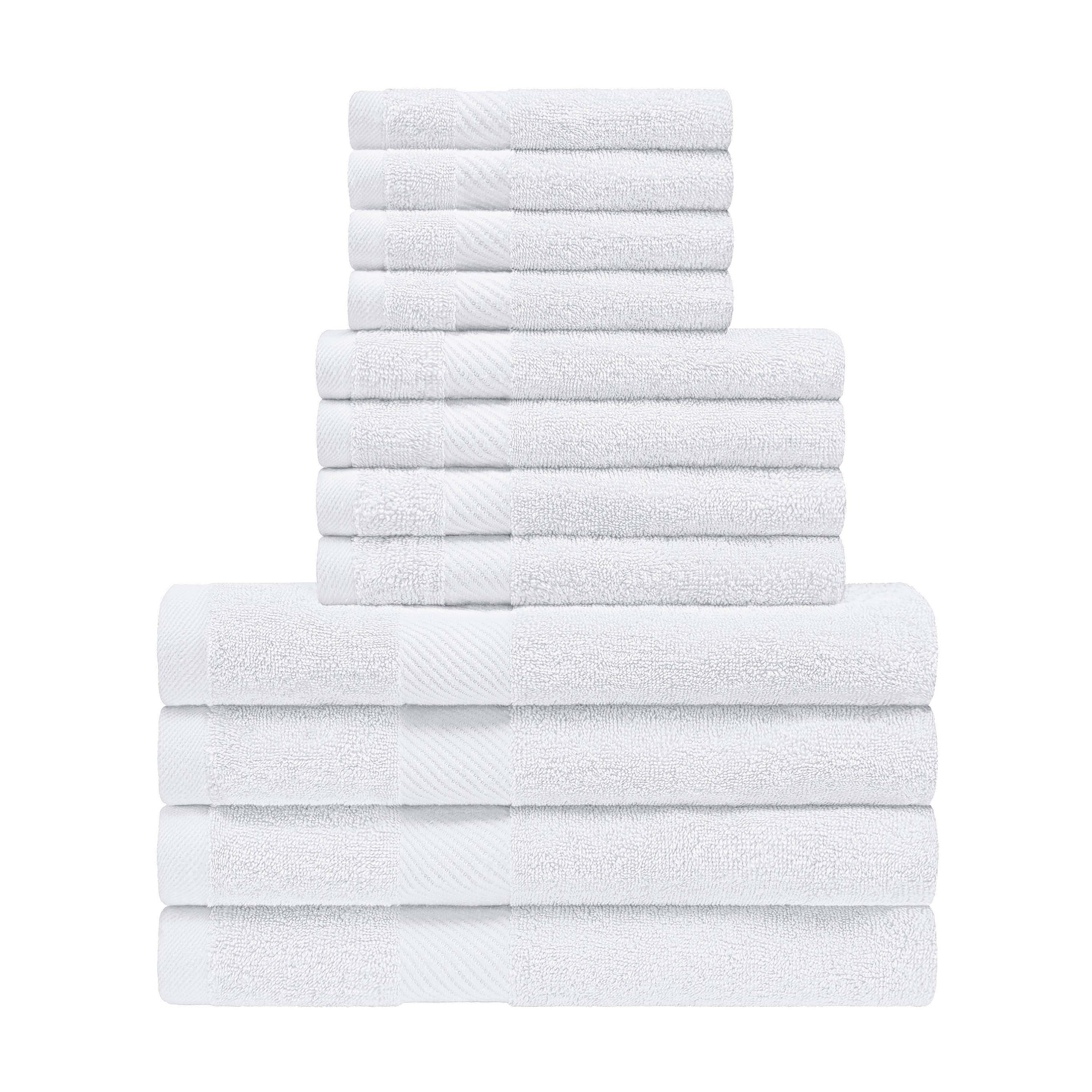 Premium 12-Piece Egyptian Cotton Towel Set - Ultra Soft & Absorbent Bath Towels, Hand Towels & Washcloths - Luxury Spa & Bathroom Essentials for Home & Hotel Use