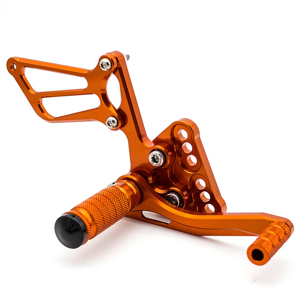 CNC GSXR1000 05-06 Motorcycle Adjustable Rearset Foot Pegs - Fully Adjustable Footrests Compatible with Suzuki GSX-R1000 2005-2006 Models (Orange) - Perfect for Track Racing and Performance Riding