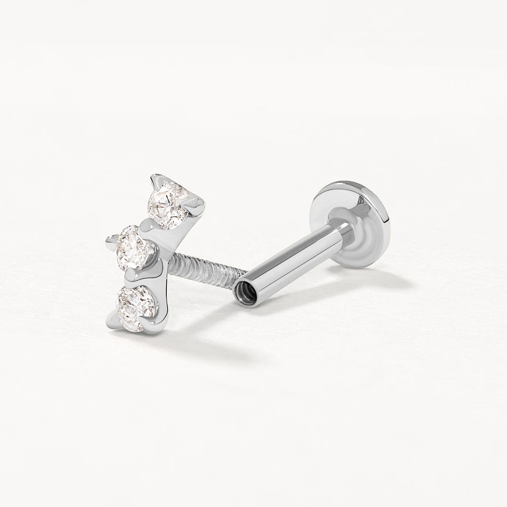 Lab-Grown Diamond Trio Bar Helix Single Stud Earrings in Sterling Silver - Perfect for Everyday Wear, Gifts & Special Occasions