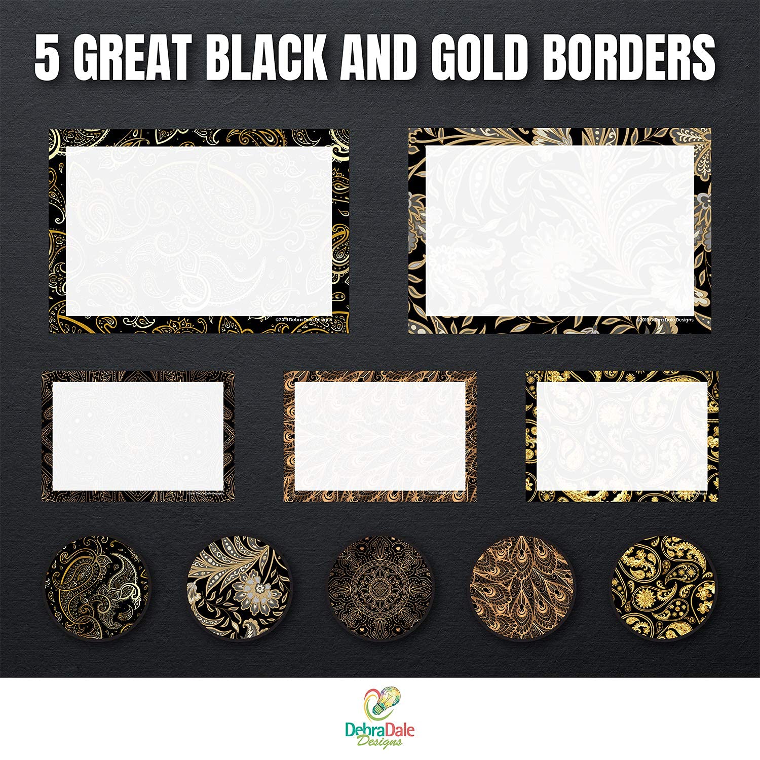 Debra Dale Designs Premium 4x6 Inch Blank Index Cards with Black & Gold Borders - 250 Pack Heavy 140# Cardstock for Study Notes, Flashcards & Office Organization - Elegant Gift Box Packaging