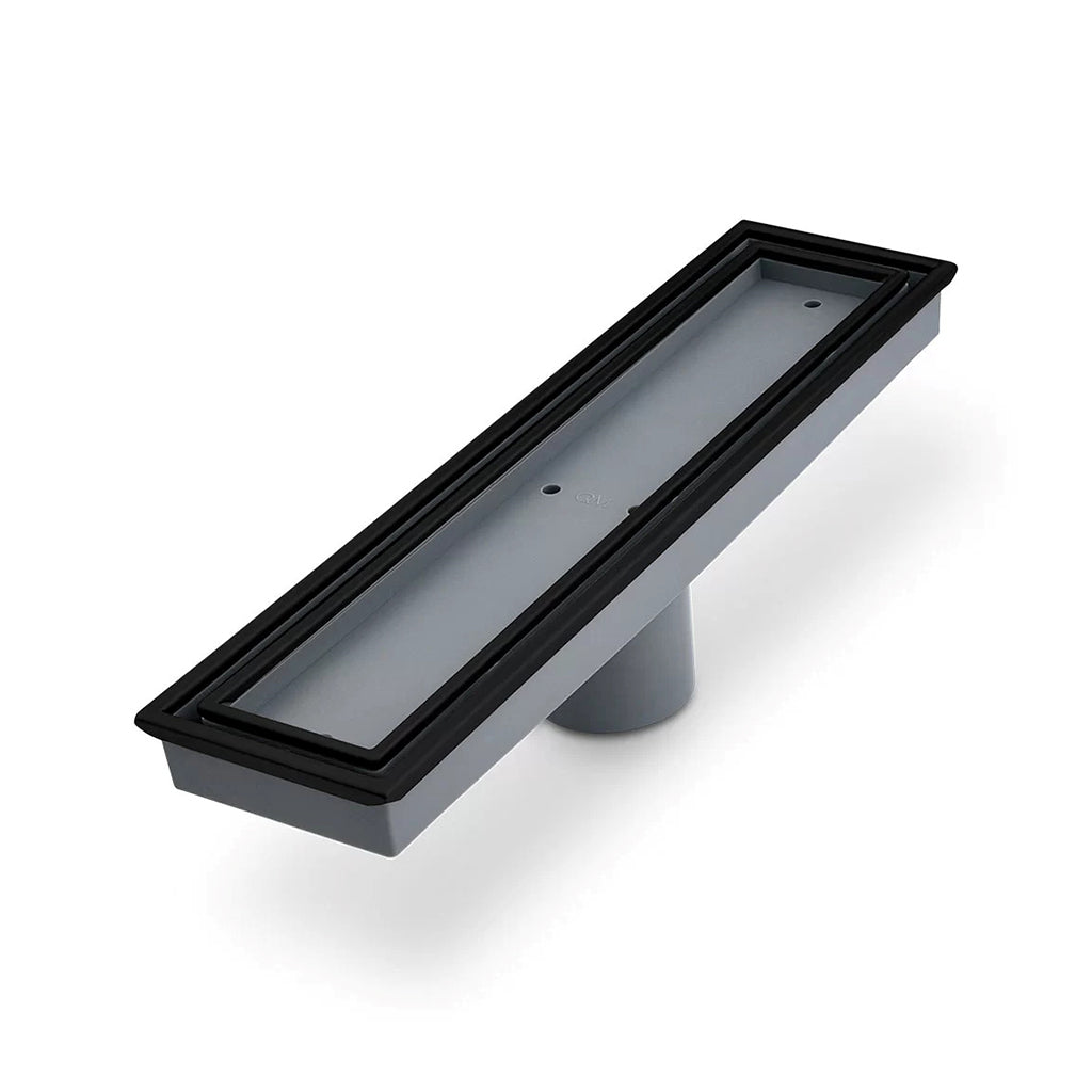 Lagos Veil Tile-In Linear Shower Drain - 12 Inch Stainless Steel or Black Floor Mount Drain for Modern Bathrooms | Perfect for Walk-In Showers and Wet Room Designs