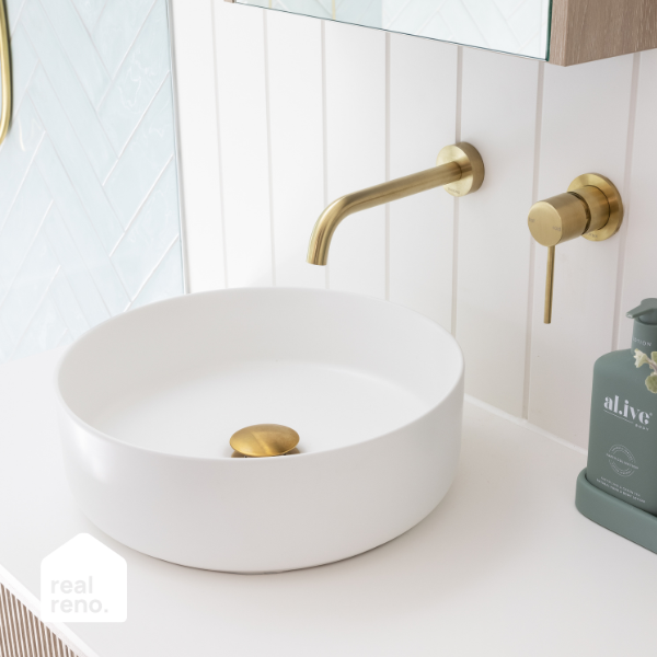 ADP Margot 360 x 360 Above Counter Basin - Matte White Ceramic Bathroom Sink for Modern Vanity & Powder Room Decor