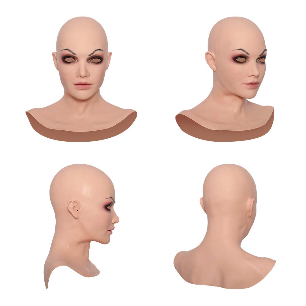 Realistic Silicone Female Mask - Ultra Soft Skin-Friendly Lifelike Head Mask for Crossdressers, Drag Queens & Transgender - Perfect for Cosplay, Halloween & Performance Art