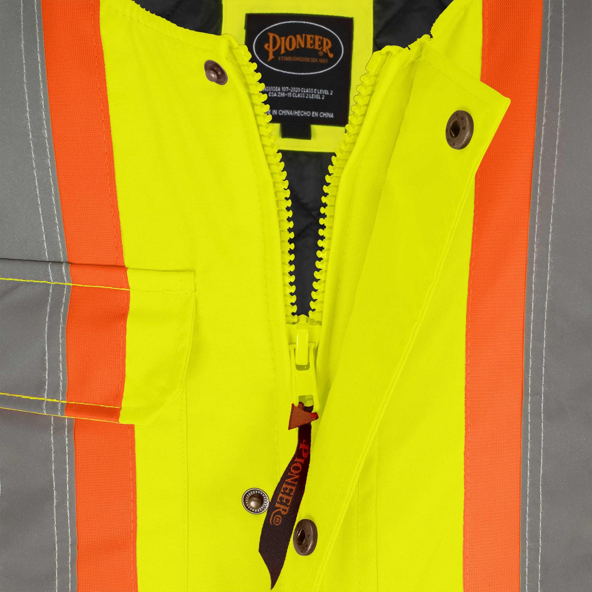 Pioneer High Visibility Waterproof Bib Overalls for Men & Women - Insulated Safety Work Pants with Reflective Strips - Ideal for Construction, Road Work & Outdoor Winter Jobs