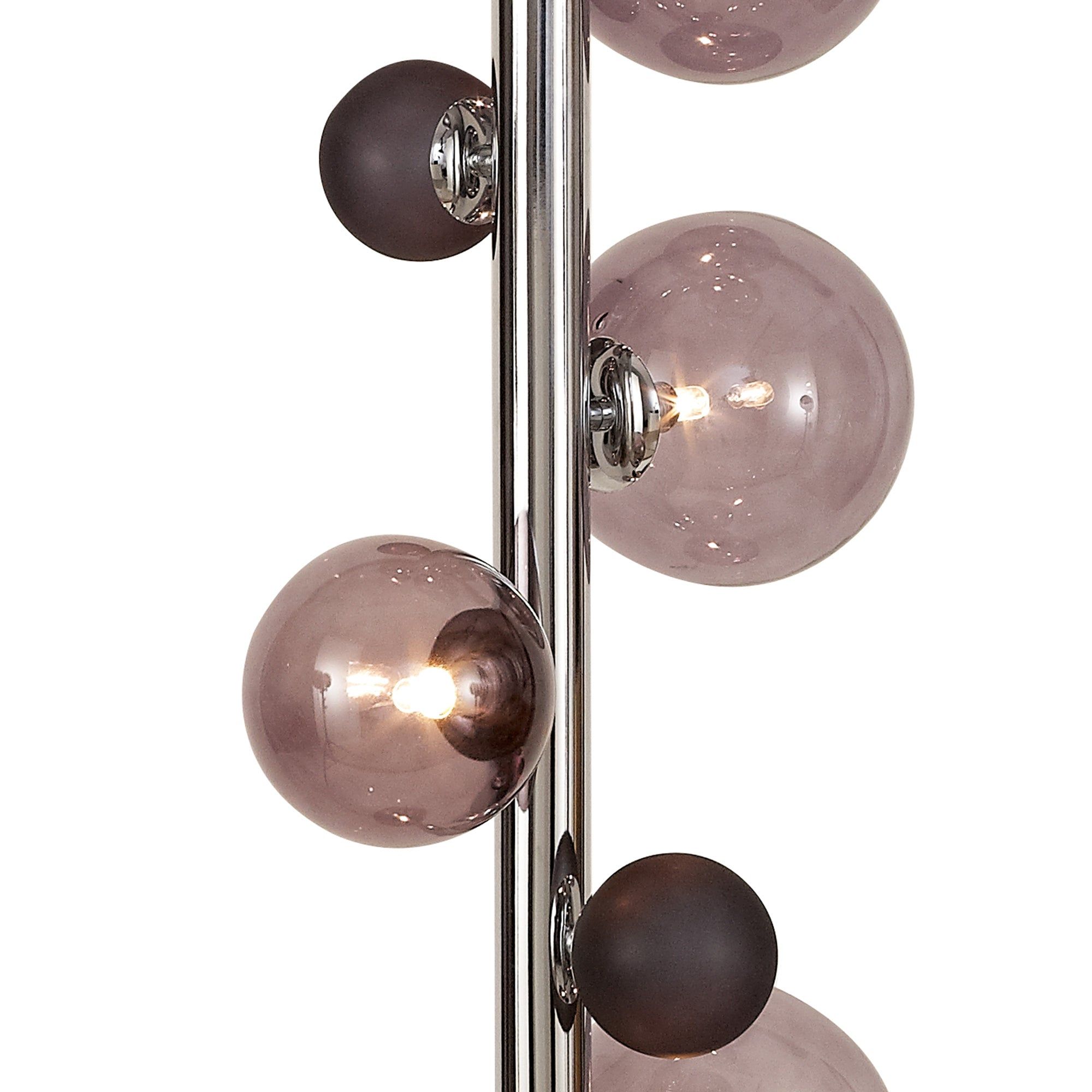 Modern Austin Floor Lamp - 8 Light G9 Base in Copper & Opal, Polished Chrome & Iridescent, or Polished Chrome & Black with Smoked Glass Shade - IP20 Rated for Living Room, Bedroom, or Office Lighting