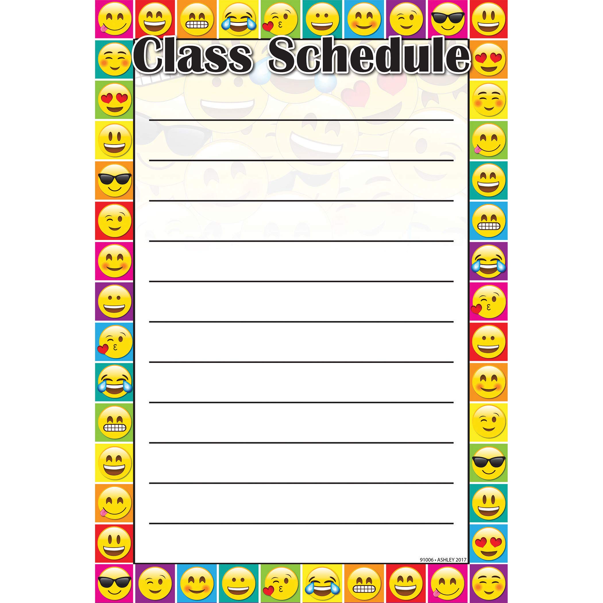 Smart Poly Chart - Class Schedule with Emojis by Ashley Productions ASH91006 - Perfect for Classroom Organization & Teacher Supplies