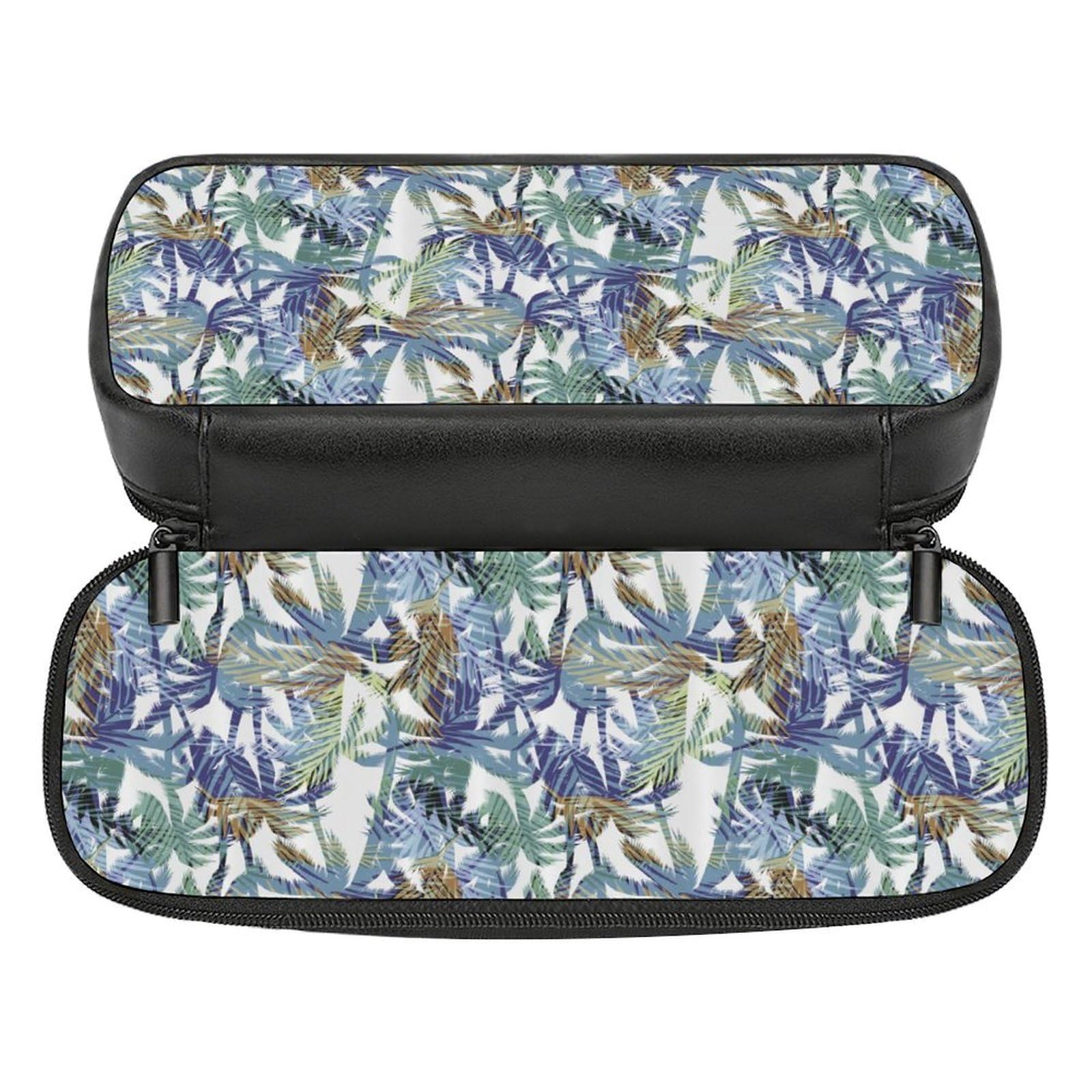 Tropical Summer Palm Print Pencil Box - Cute Large Capacity Pen Organizer Pouch for School, Office & Travel | Durable Pencil Case for Students & Professionals