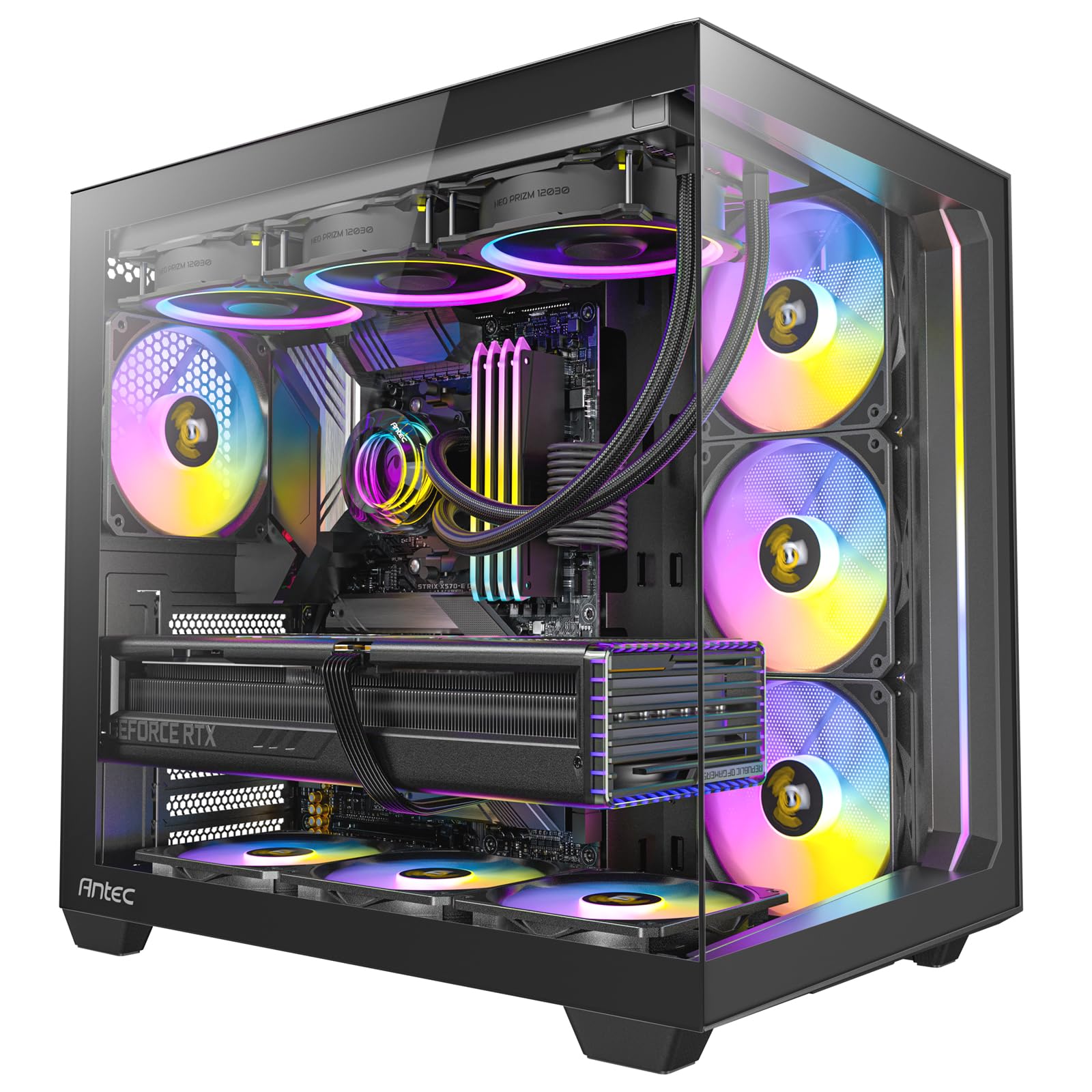 Antec C5 ARGB Mid-Tower ATX PC Case with 7 x 120mm ARGB PWM Fans, Type-C 3.2 Gen 2 Port & Tempered Glass Panels - Supports 360mm Radiator & 10 Fans - Perfect for Gaming Rigs, Streaming PCs & Custom Water Cooling Builds