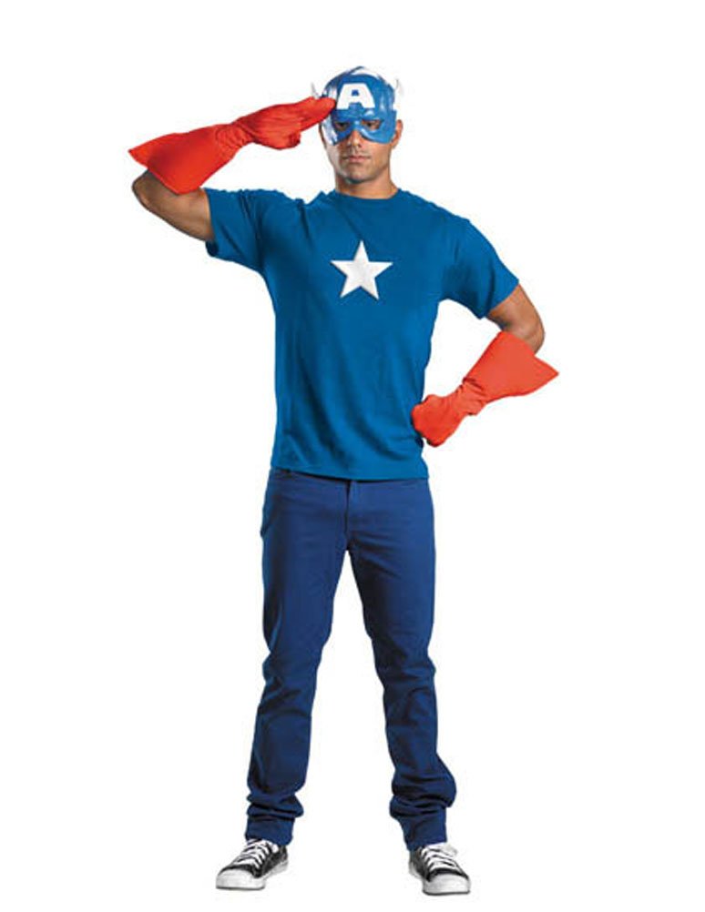 Captain America Adult Costume Kit - Premium Disguise Outfit for Halloween, Cosplay & Comic Con | Marvel Superhero Dress-Up for Men