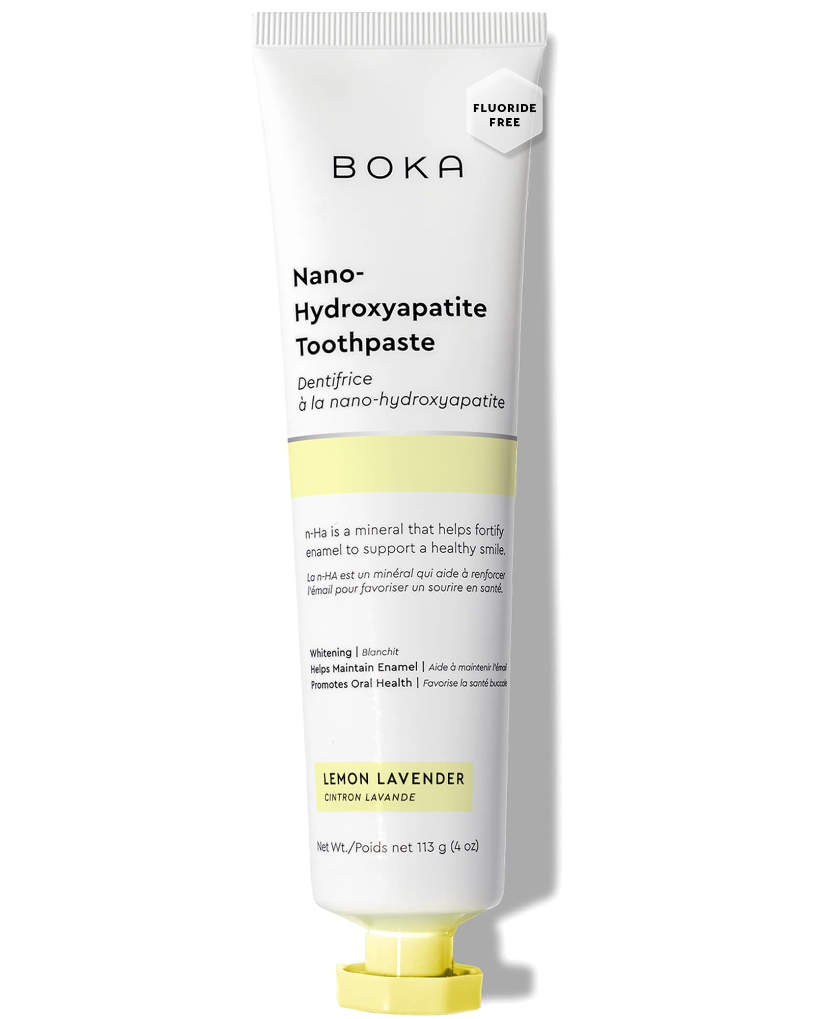 Boka Fluoride Free Toothpaste with Nano Hydroxyapatite for Teeth Remineralization | Sensitive Teeth Whitening Toothpaste | Natural Lemon Lavender Flavor | 4oz Tube | Made in USA | Perfect for Family Oral Care & Daily Teeth Whitening Routine