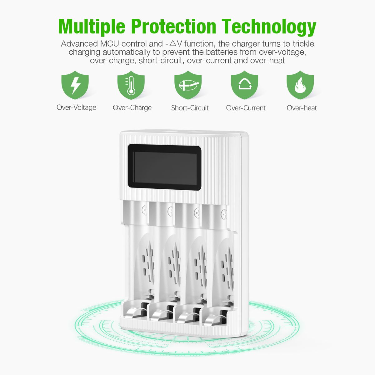 EBL AA AAA Rechargeable Batteries with FY 409 4 Bay LCD Charger - Fast Charging for Cameras, Toys, Flashlights & Electronics - Perfect for Home, Office and Travel Use