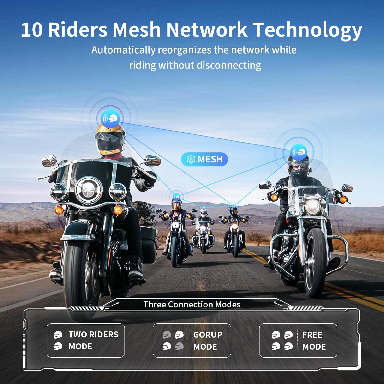 Fodsports FX7 10 Riders Motorcycle Bluetooth Headset - Dual Chip Helmet Communication System with Audio Multitasking, Music Sharing & Intercom - CVC & ENC Noise Cancellation, FM Radio - 2 Pack for Group Riding, Road Trips & Adventure Motorcycling