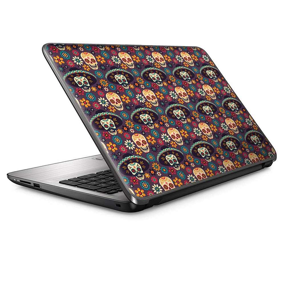 15.6 Inch Laptop Skin Vinyl Sticker Cover - Universal Fit for HP, Lenovo, Apple MacBook, Dell, Asus, Acer (May Require Trimming) | Sugar Skull & Sombrero Day of The Dead Design - Perfect for Halloween, Dia de Los Muertos Celebrations & Personalizing Your Laptop