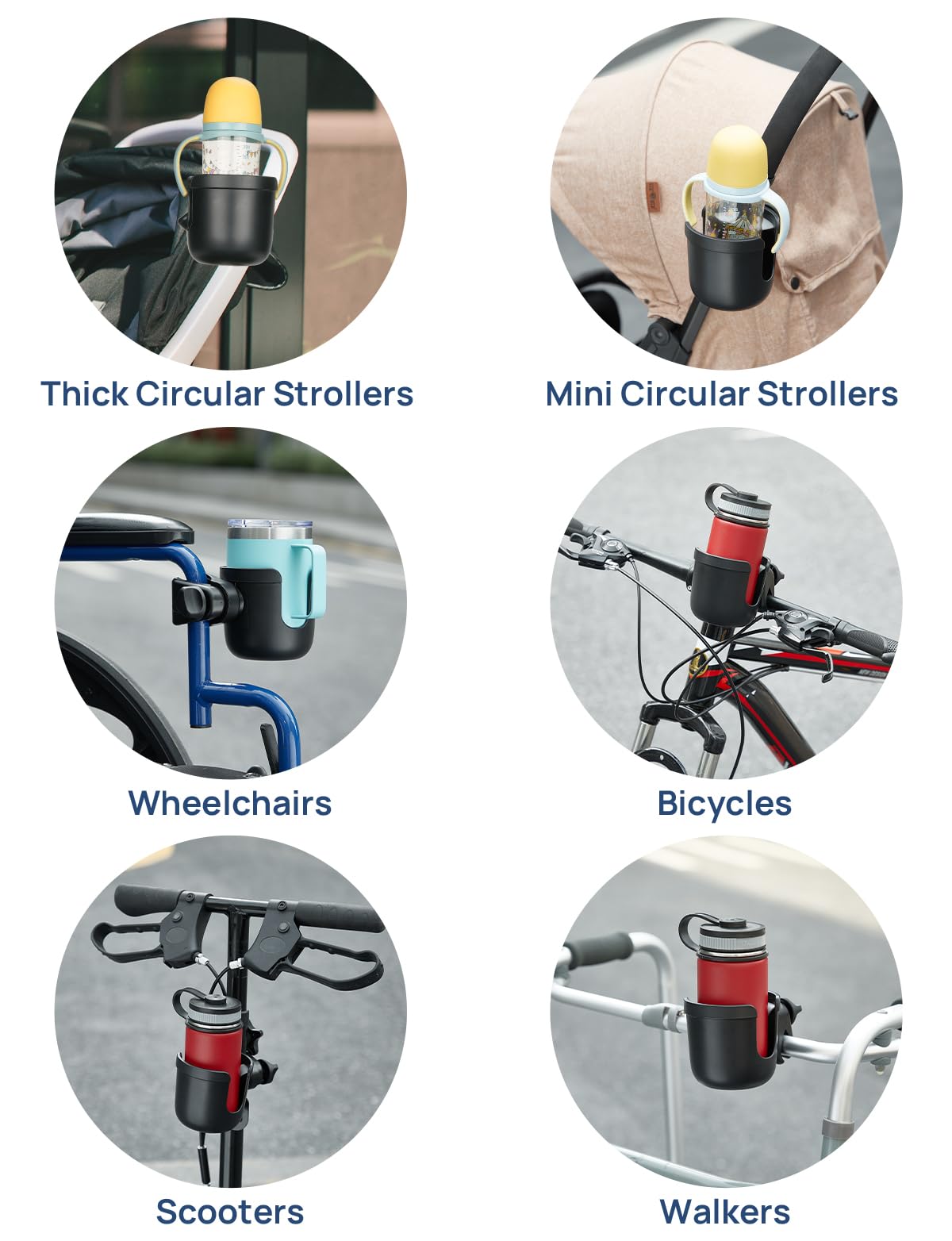 JOYTUTUS Wheelchair Cup Holder with 4 Flexible Tabs - Universal Drink Holder for Walker, Rollator, Scooter & Stroller - Perfect for Mobility Aids & Outdoor Activities