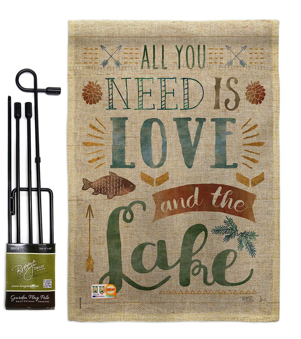 Rustic Lake Burlap Garden Flag Set - Double-Sided Outdoor Decor for Cabin & Yard