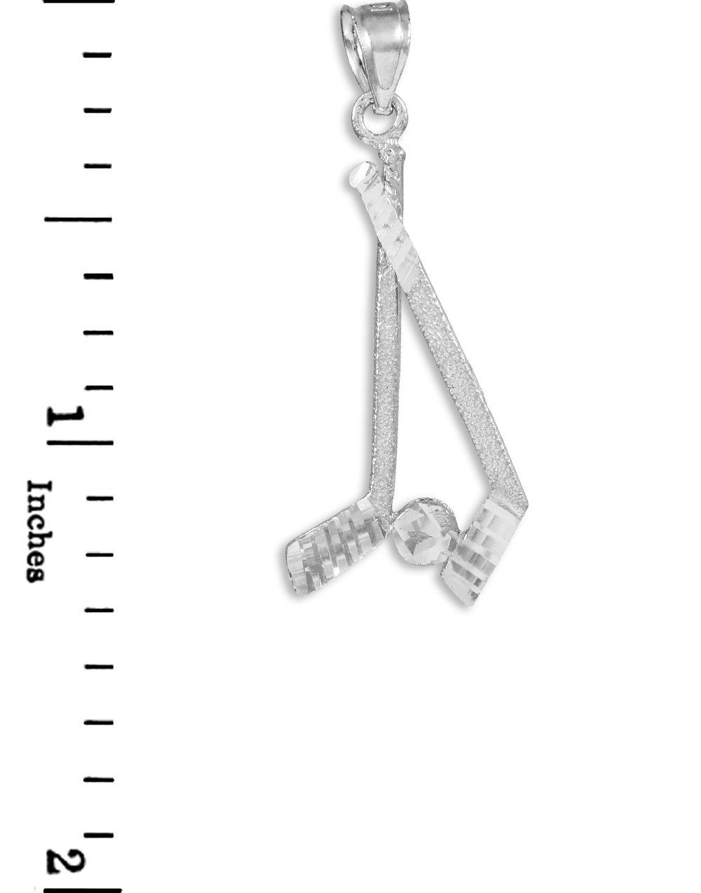 10K White Gold Hockey Stick & Puck Pendant Necklace for Men & Women - Perfect Gift for Hockey Fans & Winter Sports Enthusiasts