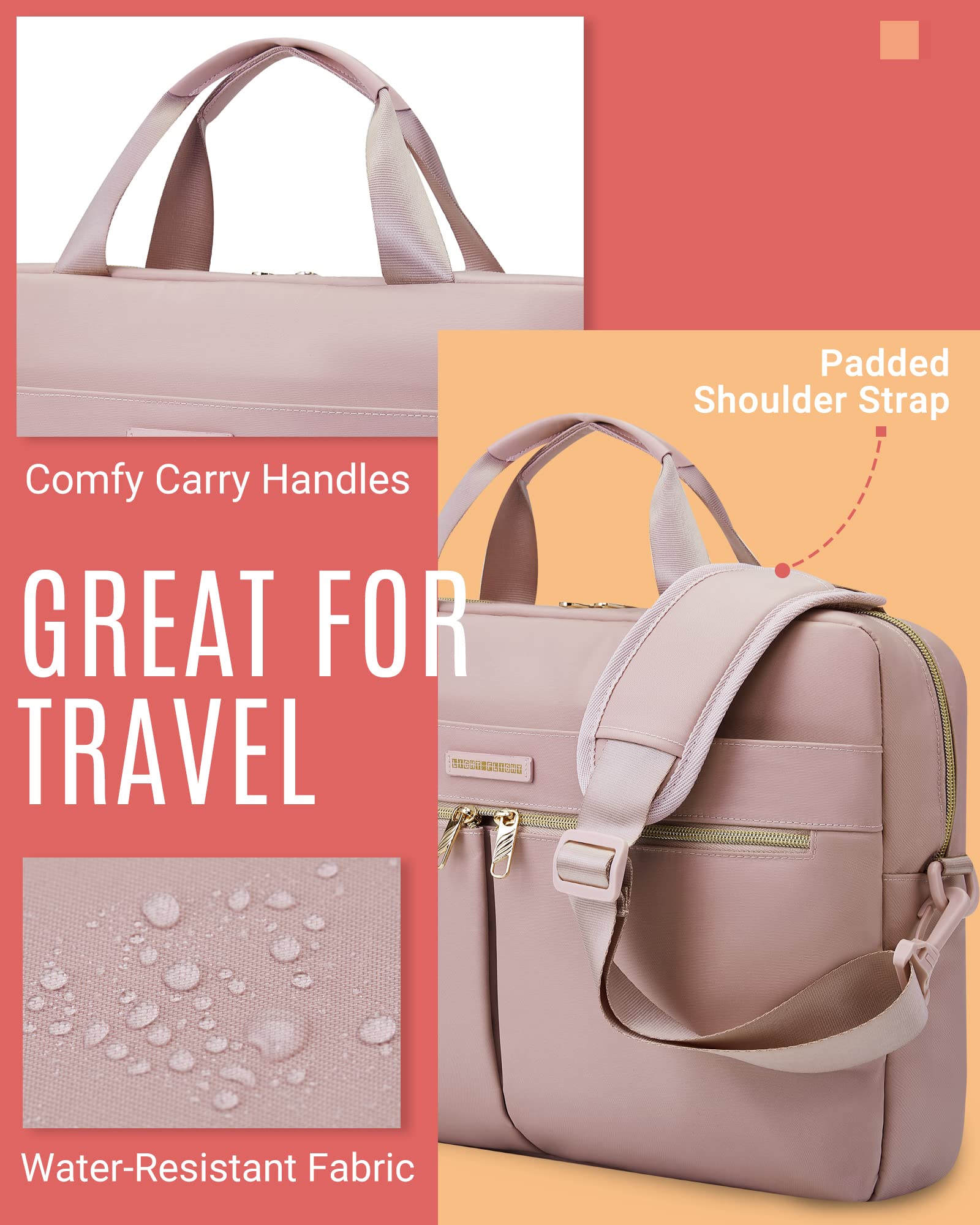 LIGHT FLIGHT 15.6/17.3 Inch Laptop Bag for Women - Stylish Nylon Briefcase with Large Capacity for Office, Business Travel & Work Commute | Durable Computer Case for Professionals & Students