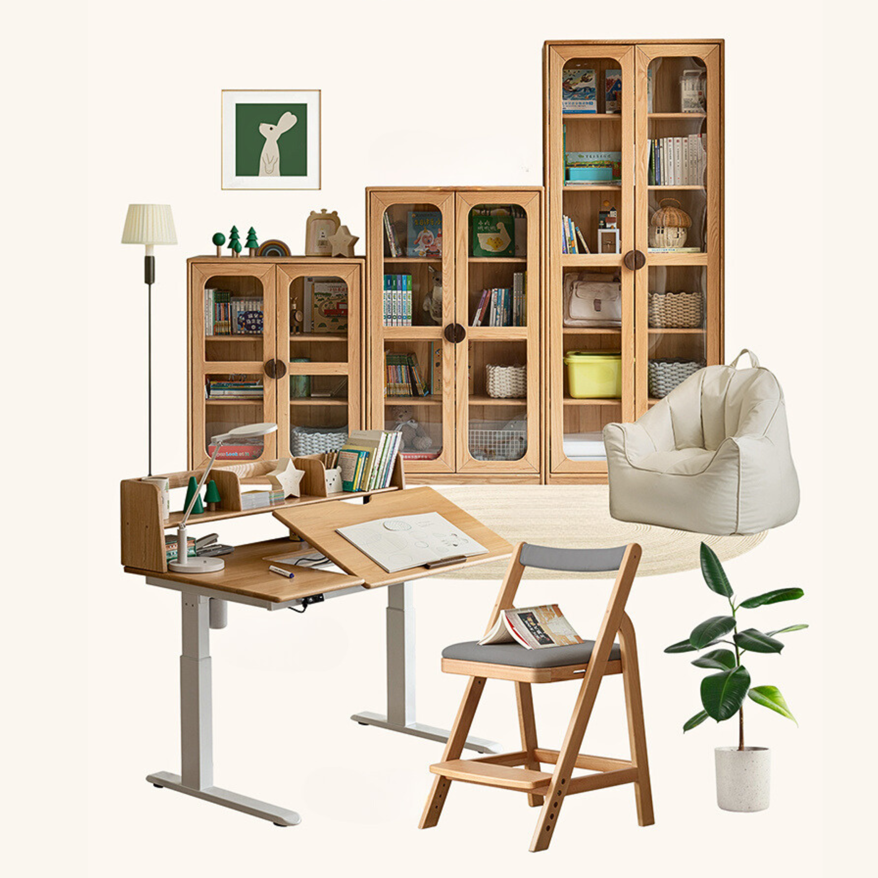 Solid Oak Wood Kids Bookcase & Bookshelf - Durable Children's Book Storage for Bedroom, Playroom, and Classroom Organization