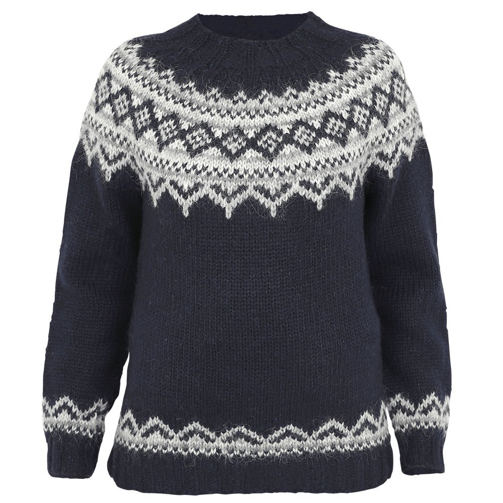 ICEWEAR Brynja 100% Icelandic Wool Hand Knitted Sweater - Crew Neck Winter Pullover for Men & Women | Cozy & Warm for Outdoor Activities, Hiking & Casual Wear