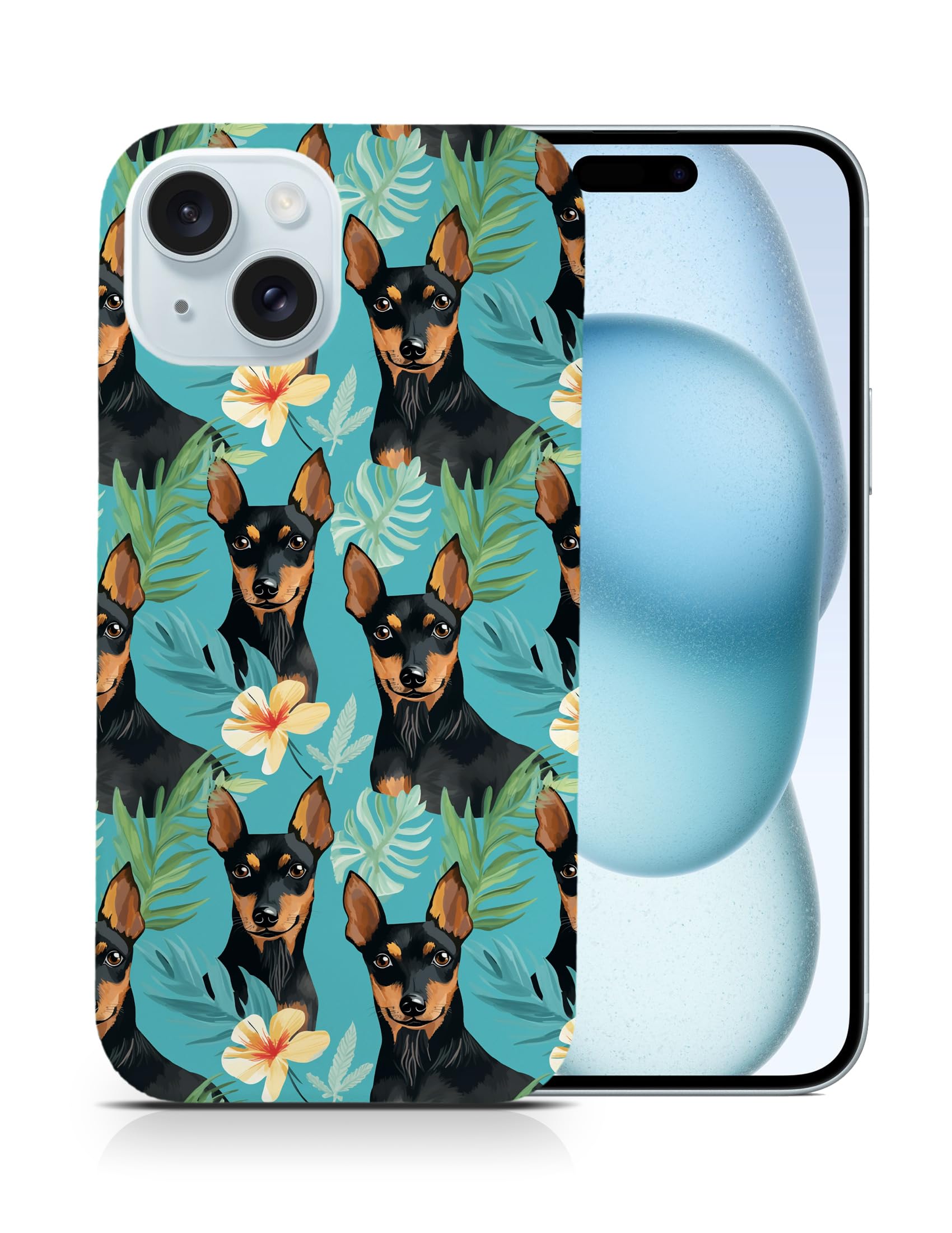 Stylish Manchester Terrier Puppy Pattern Polycarbonate Phone Case for Apple iPhone 15 - Durable Protective Cover for Everyday Use & Outdoor Activities