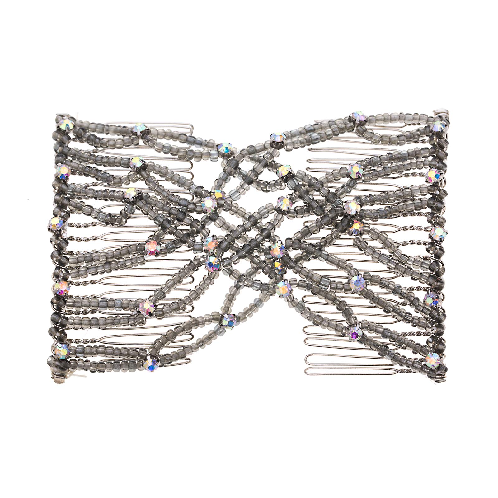 Sparkling Crystal Rhinestone Hair Clips - Double Prong Hair Combs for Thick, Thin & Curly Hair - Perfect for Updos, Ponytails, French Twists & Buns - Elegant Grey Hair Accessories for Weddings, Prom & Special Occasions
