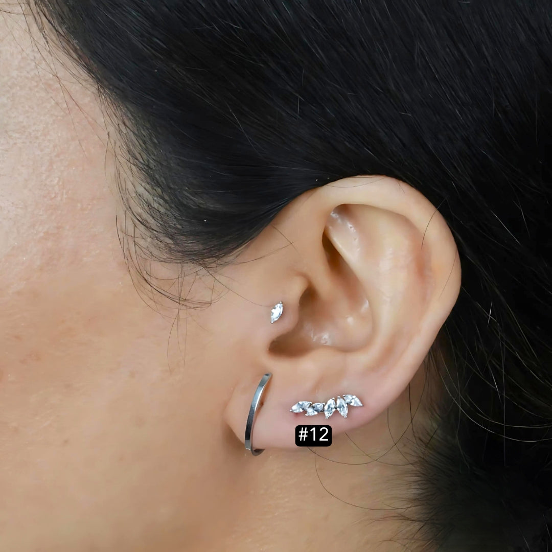 16G Evil Eye Hamsa Flat Back Tragus Daith Earrings for Women | Stainless Steel Body Jewelry | Perfect for Cartilage, Helix, and Conch Piercings | Boho Hippie Style Accessories