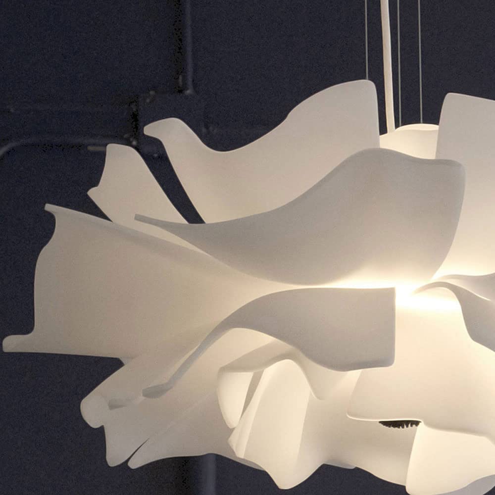 15.8 Inch Modern Floral Chandelier - 1-Light Acrylic Pendant Lighting Fixture with White Flower Shades for Kitchen Island, Dining Room, Bar, Cafe & Restaurant Decor