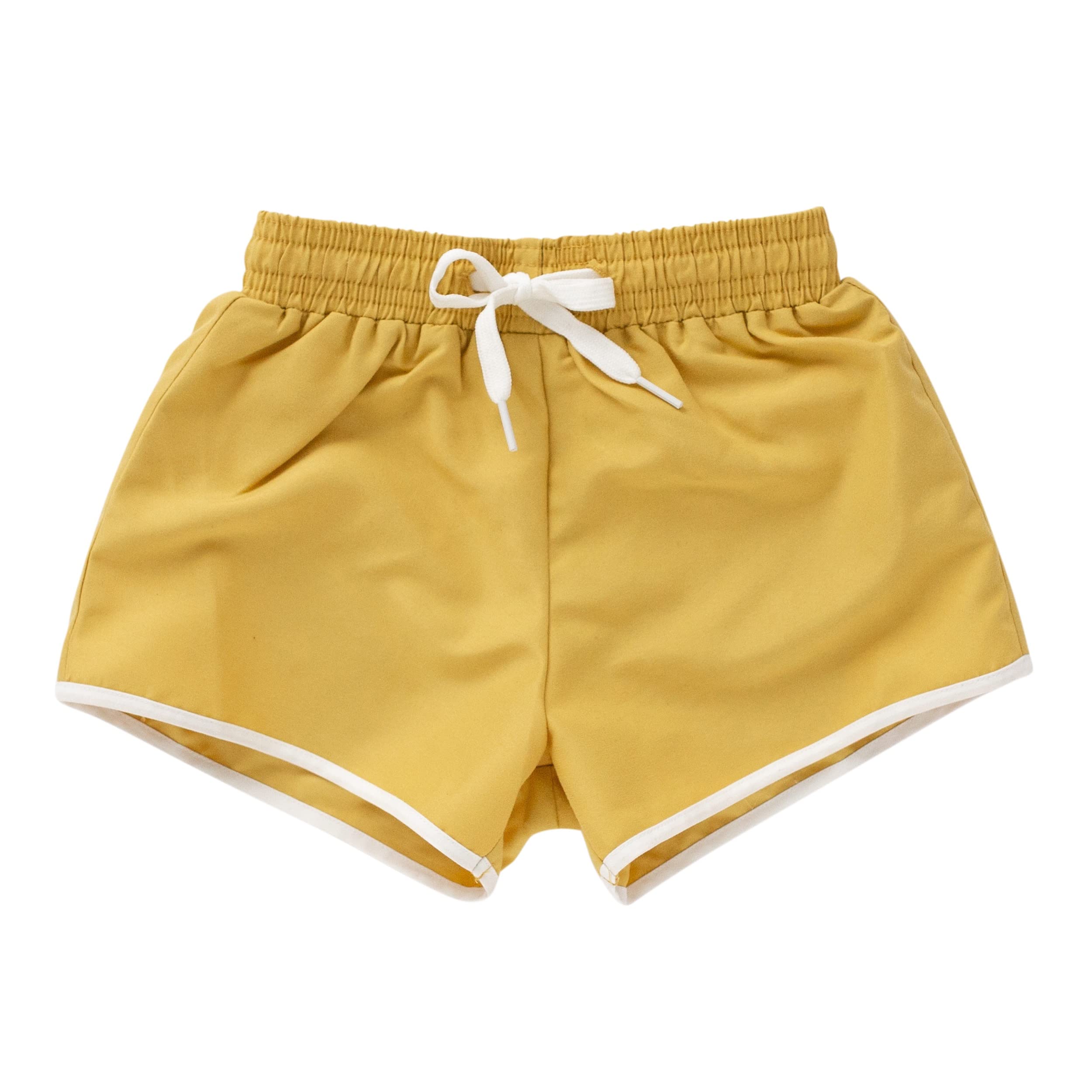 Sisterly Market Women's Swim Shorts - Quick-Dry, Comfortable, High Waist Yellow Beach Swimwear for Summer Vacation & Pool Party