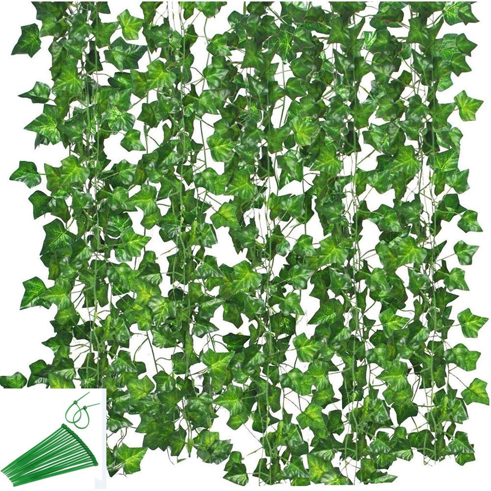 KUPOO 12 Strands 84 Feet Artificial Ivy Vine - Realistic Fake Hanging Plants for Wedding Decor, Party Backdrop, Garden Wall & Indoor Greenery - Perfect for Home, Office & Event Decoration (Style A)