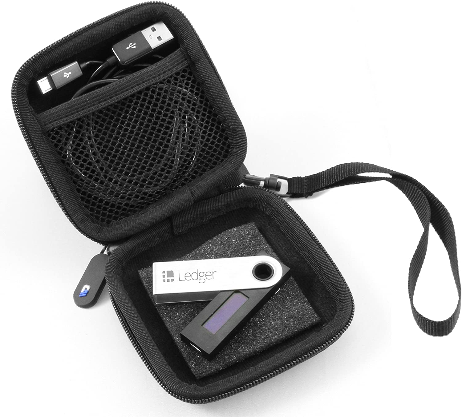 CASEMATIX Protective Carry Case for Cryptocurrency Wallets - Compatible with Ledger Nano S, Trezor & Bitcoin Hardware Wallets | Includes USB Cable & Accessories | Secure Storage for Crypto Keys On-The-Go
