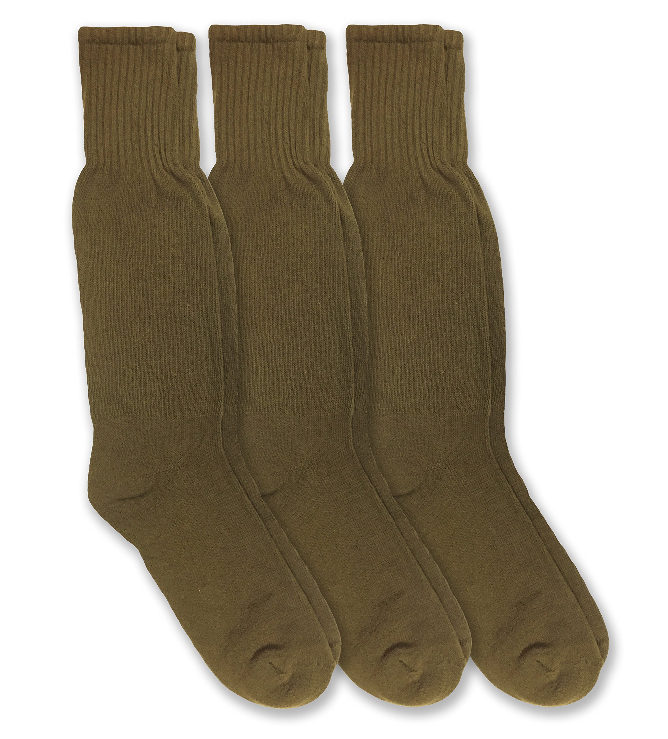 Jefferies Men's Military Combat Boot Socks - 3 Pair Pack of Ribbed Crew Socks for Uniform & Tactical Wear - Perfect for Hiking, Hunting & Outdoor Activities