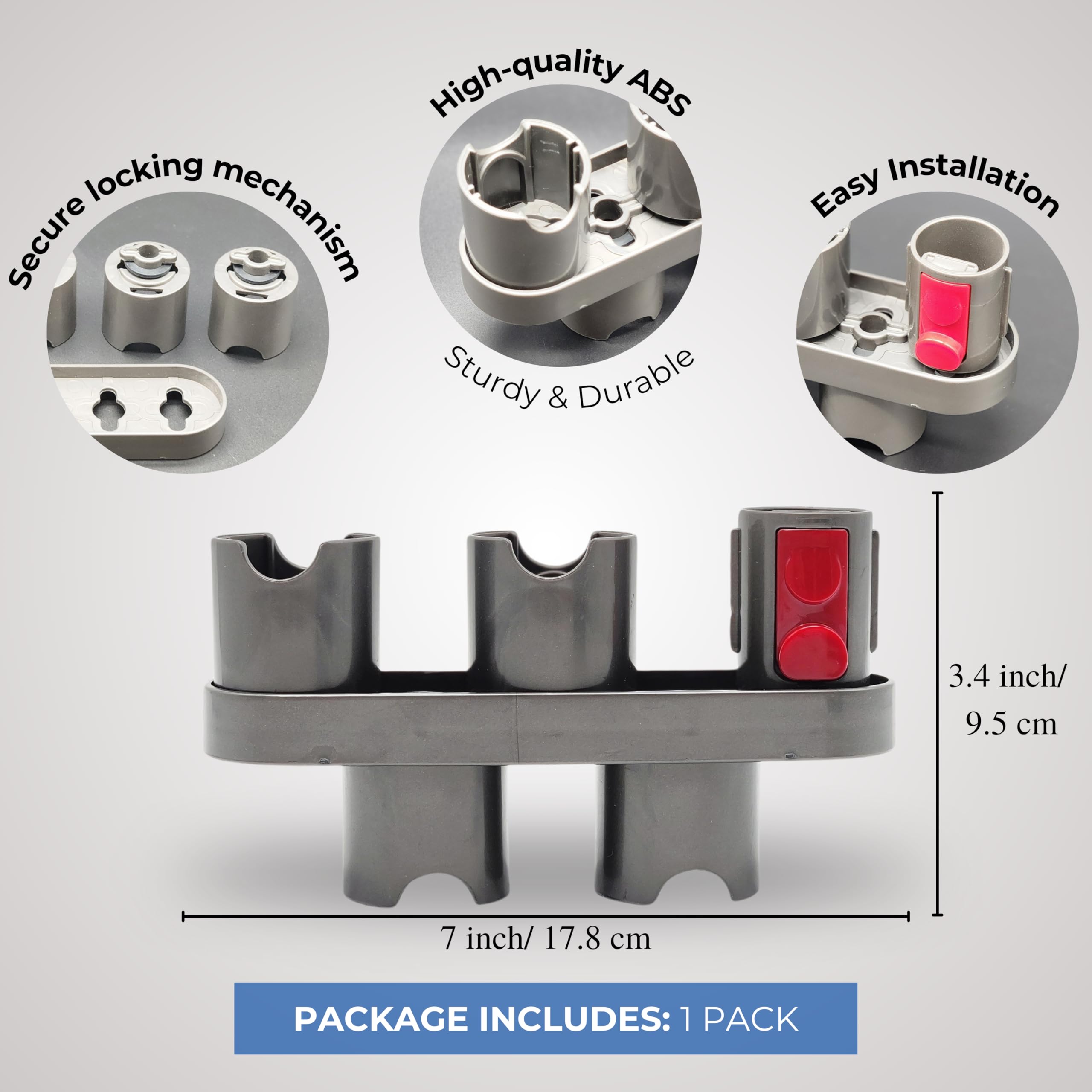Dyson Vacuum Attachment Holder - Compatible with V15, V12, V11, V10, V8, V7, Outsize & Gen5 Cordless Stick Models - No Drill Wall Mount Organizer - Perfect for Garage, Closet & Laundry Room Storage