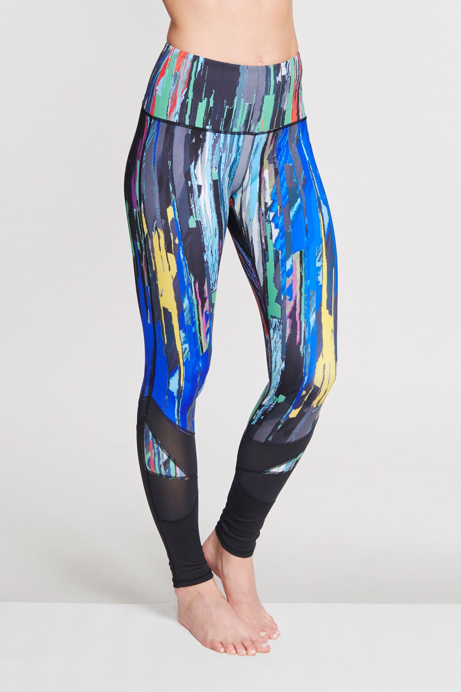 High Waisted Tummy Control Yoga Pants - Slimming Full Length Leggings for Women in Painted Palette Print | Perfect for Workout, Running & Casual Wear
