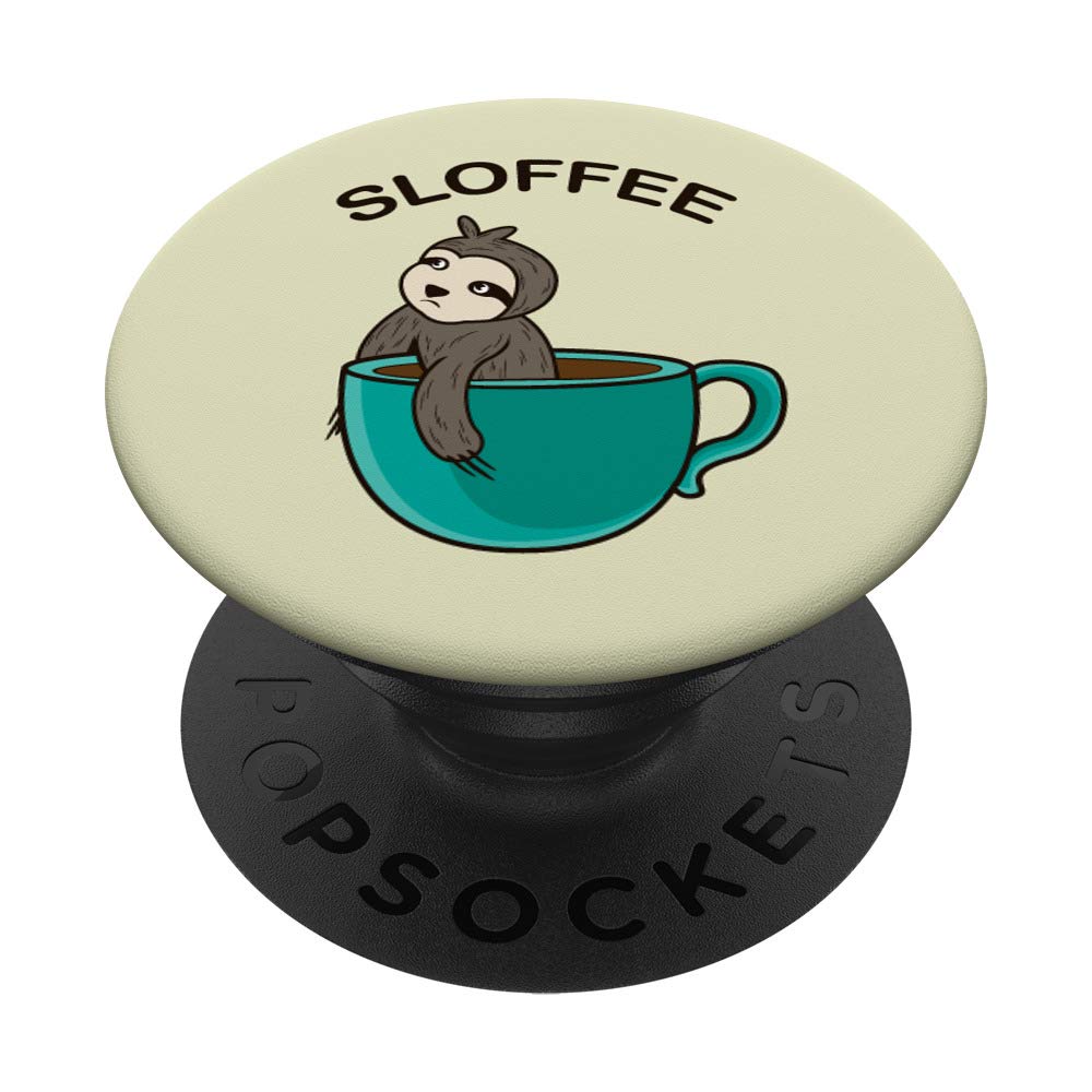 Sloffee Sloth Coffee Mug - Cute Coffee Lover Gift for Women & Men - Swappable PopGrip for Phones - Perfect for Office, Home & Gifts
